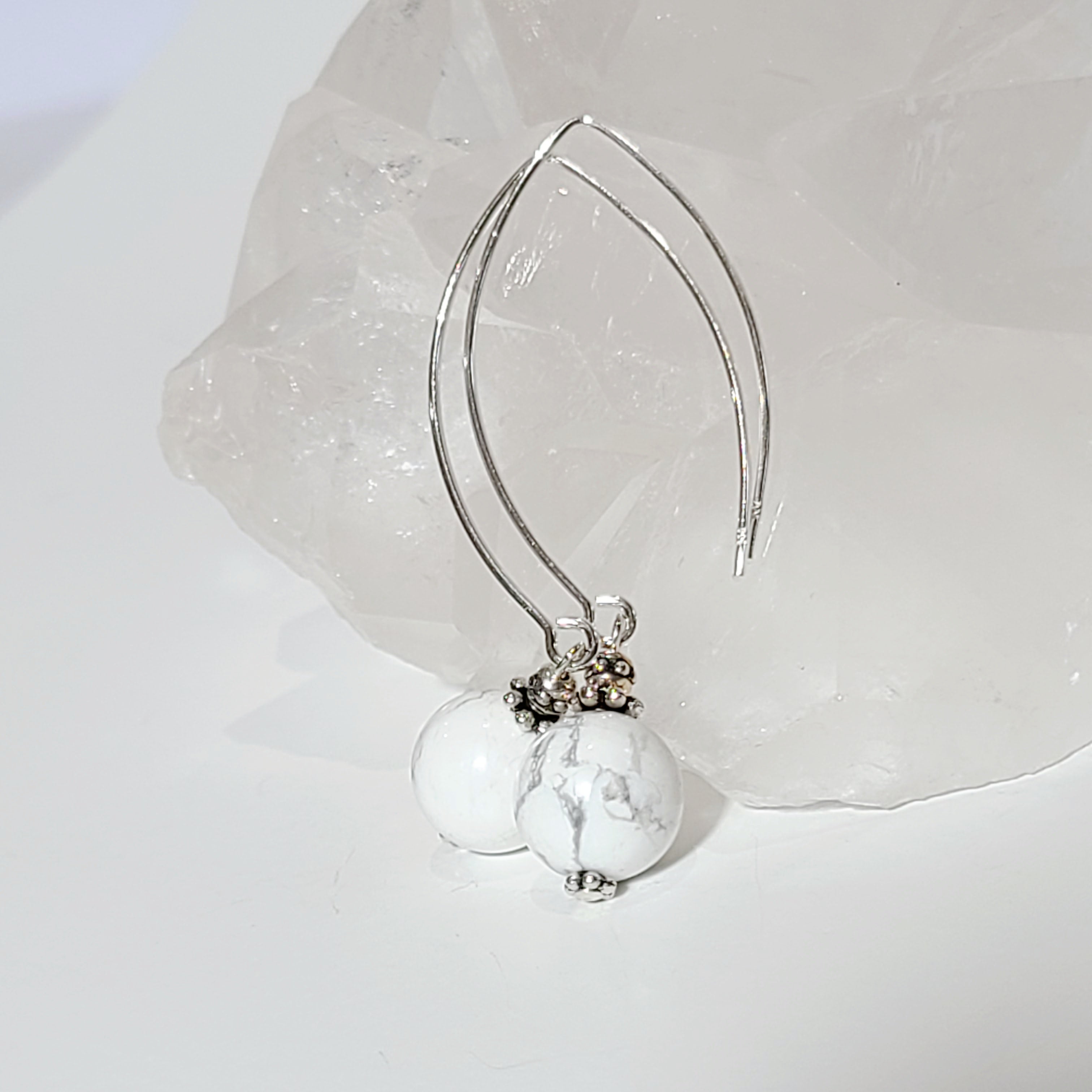 Howlite Bow Dangle Earrings