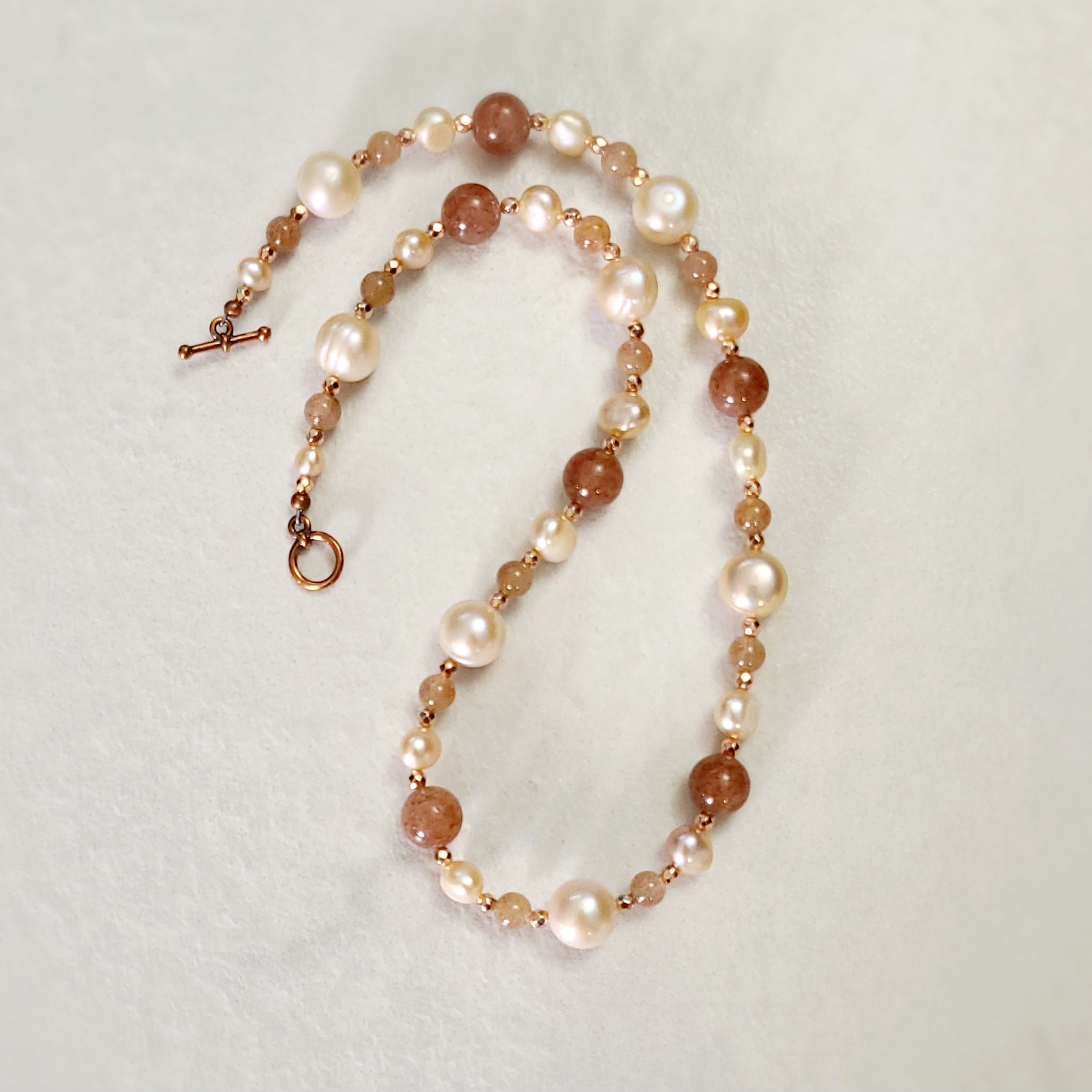 Freshwater Pearl, Muskovite & Strawberry Quartz Necklace