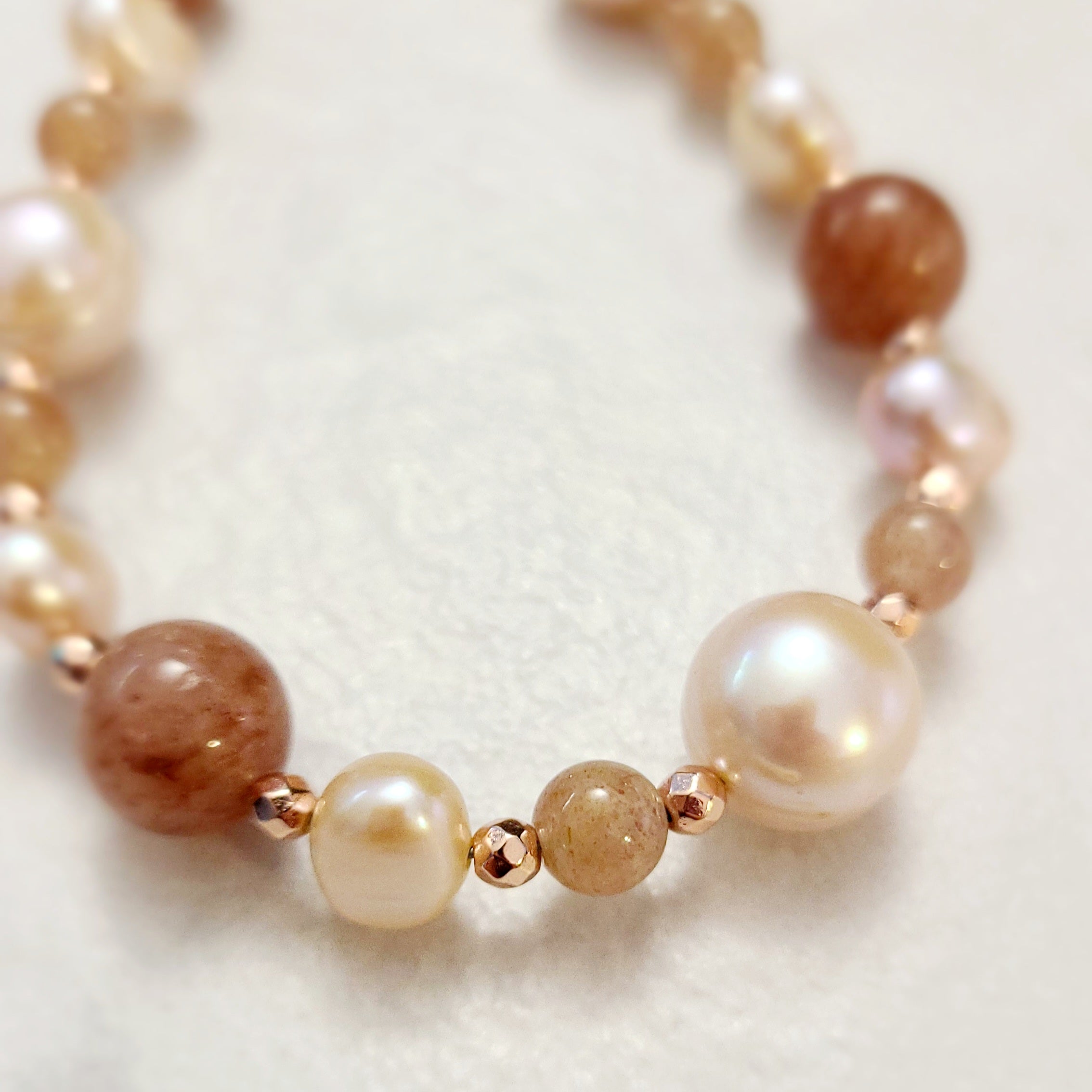 Freshwater Pearl, Muskovite & Strawberry Quartz Necklace