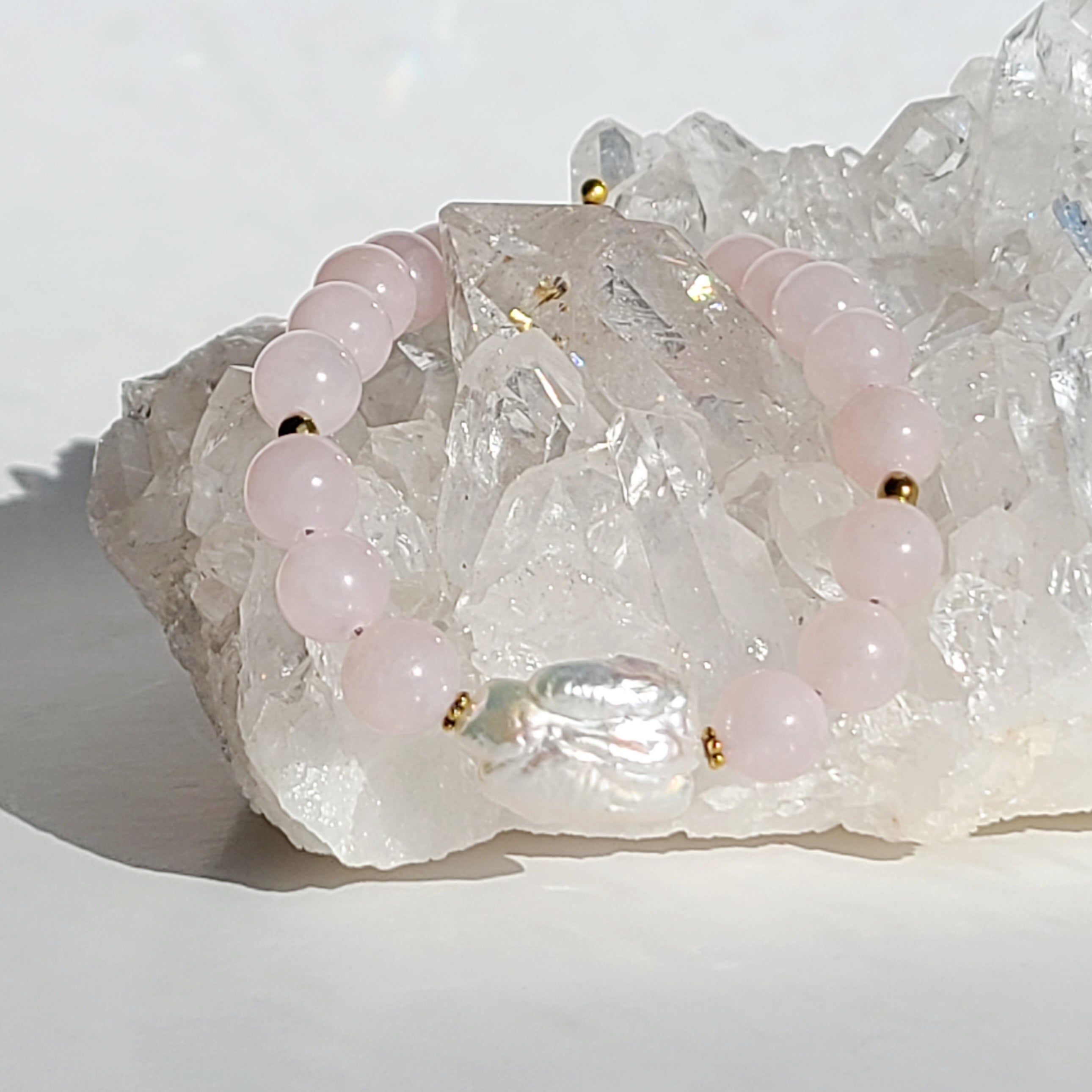 Rose Quartz & Freshwater Pearl Bracelet