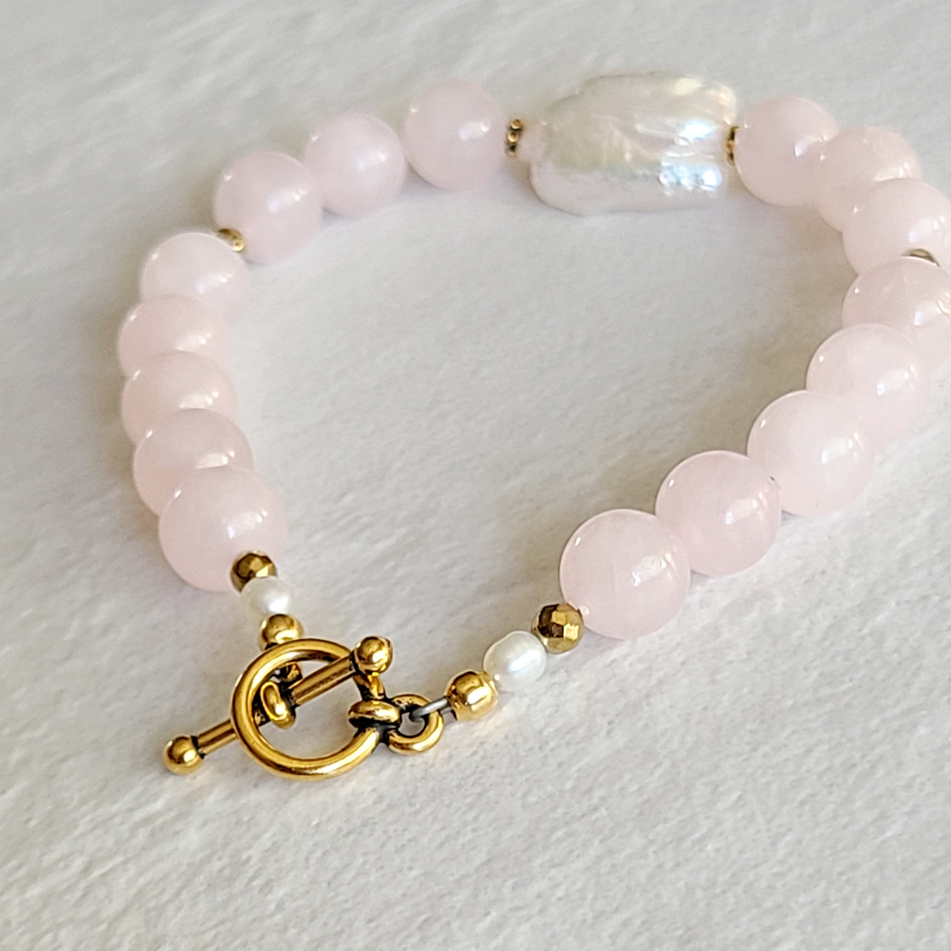 Rose Quartz & Freshwater Pearl Bracelet
