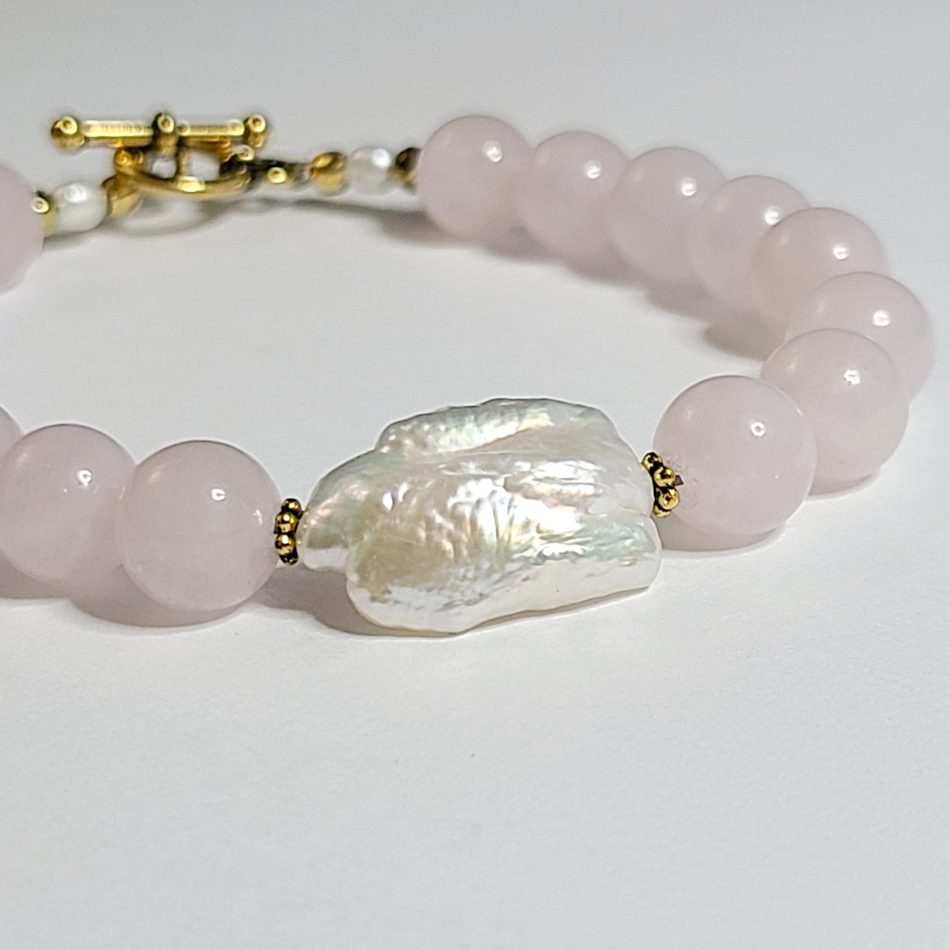 Rose Quartz & Freshwater Pearl Bracelet