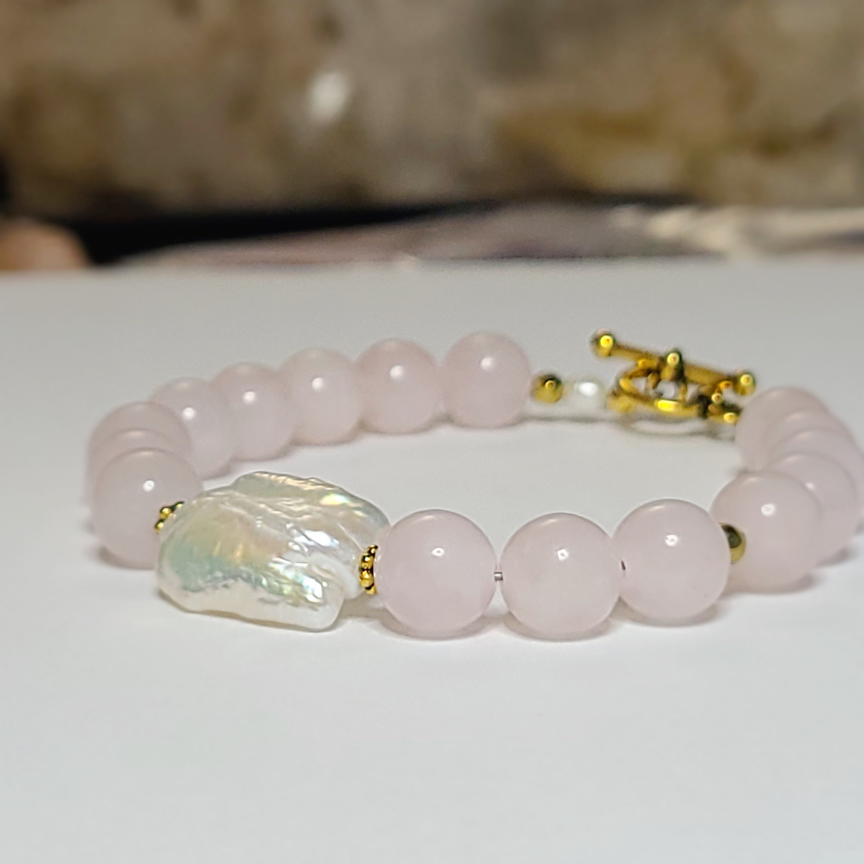 Rose Quartz & Freshwater Pearl Bracelet