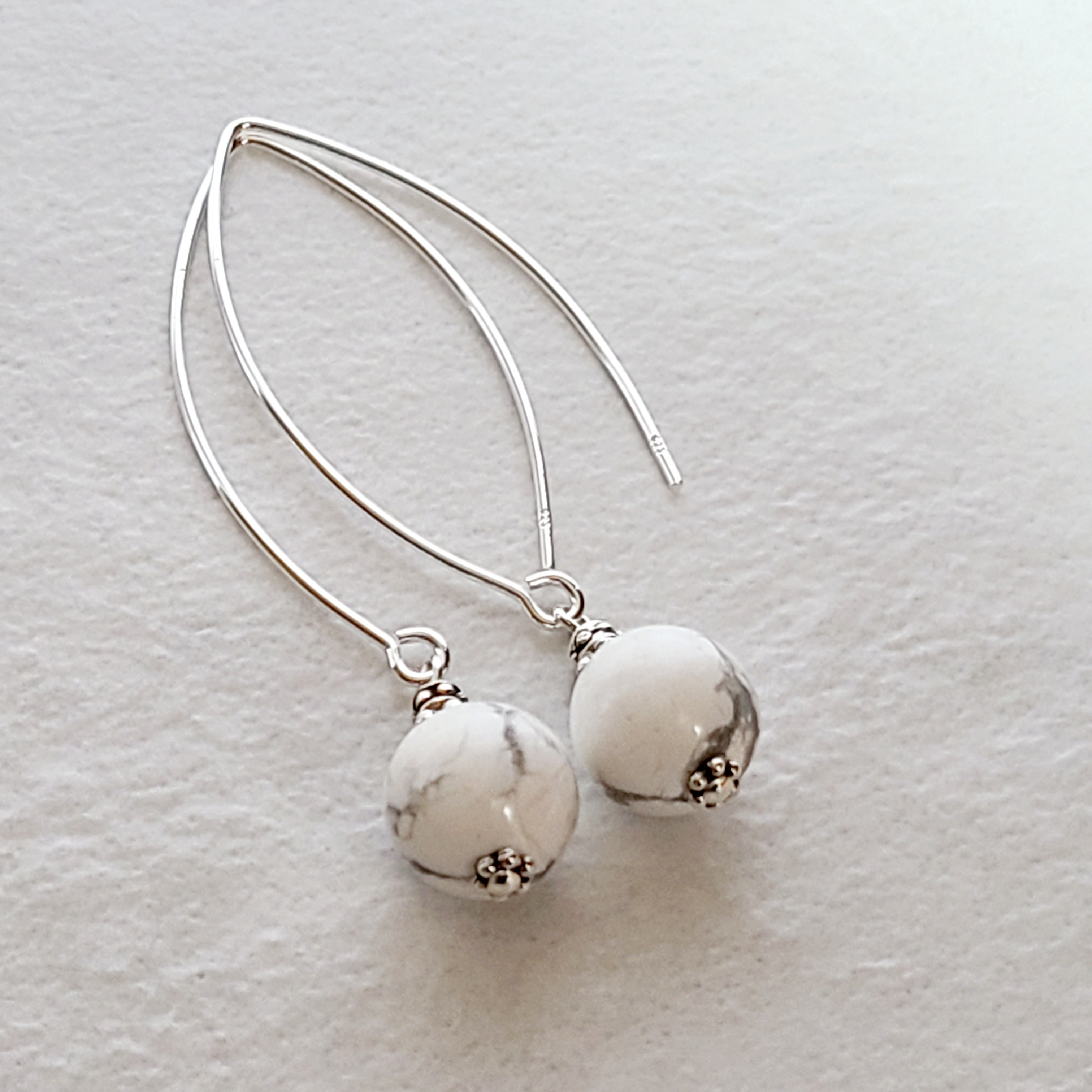 Howlite Bow Dangle Earrings