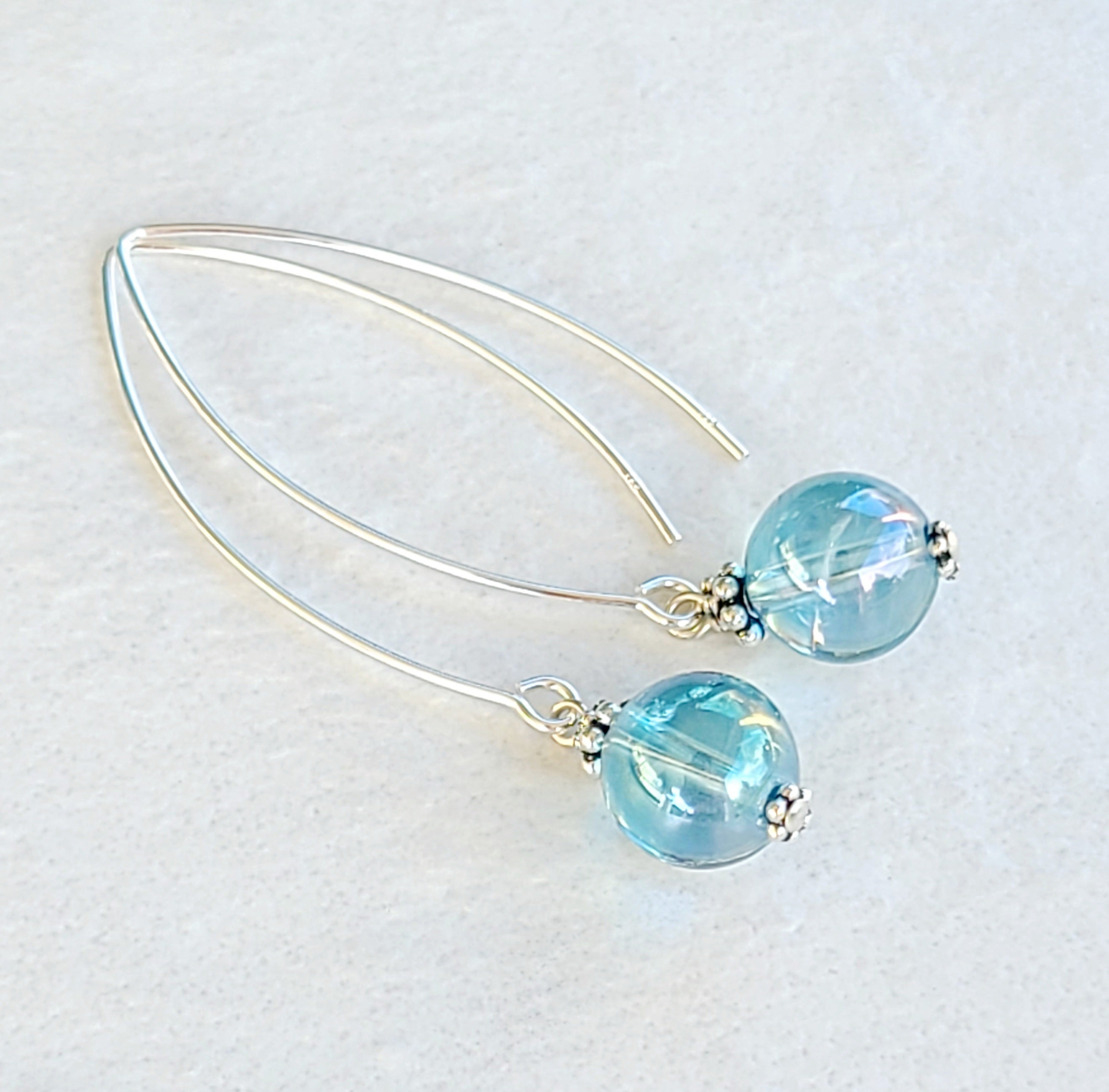 Aqua Aura Quartz Bow Dangle Earrings
