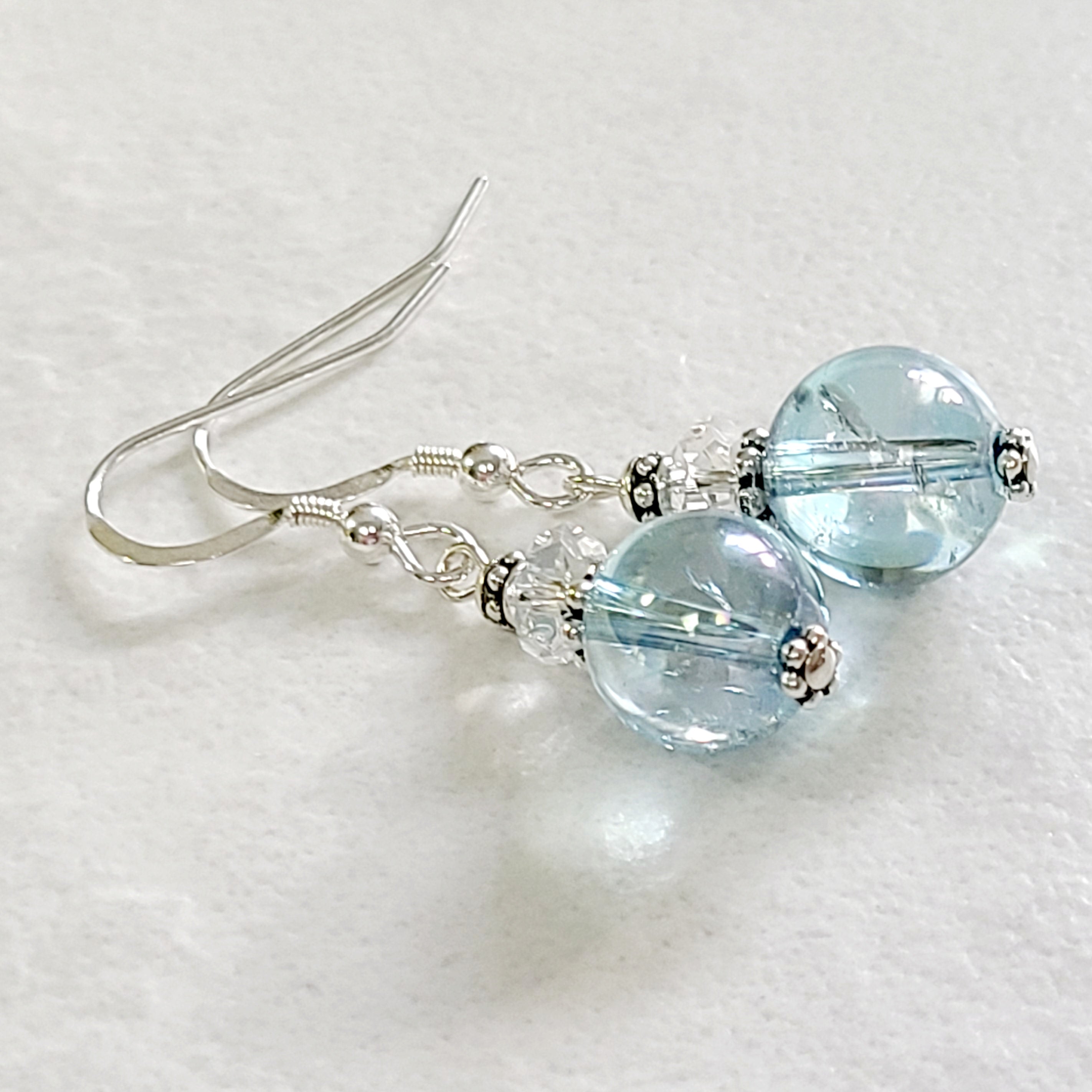 Aqua Aura Quartz French Hook Earrings