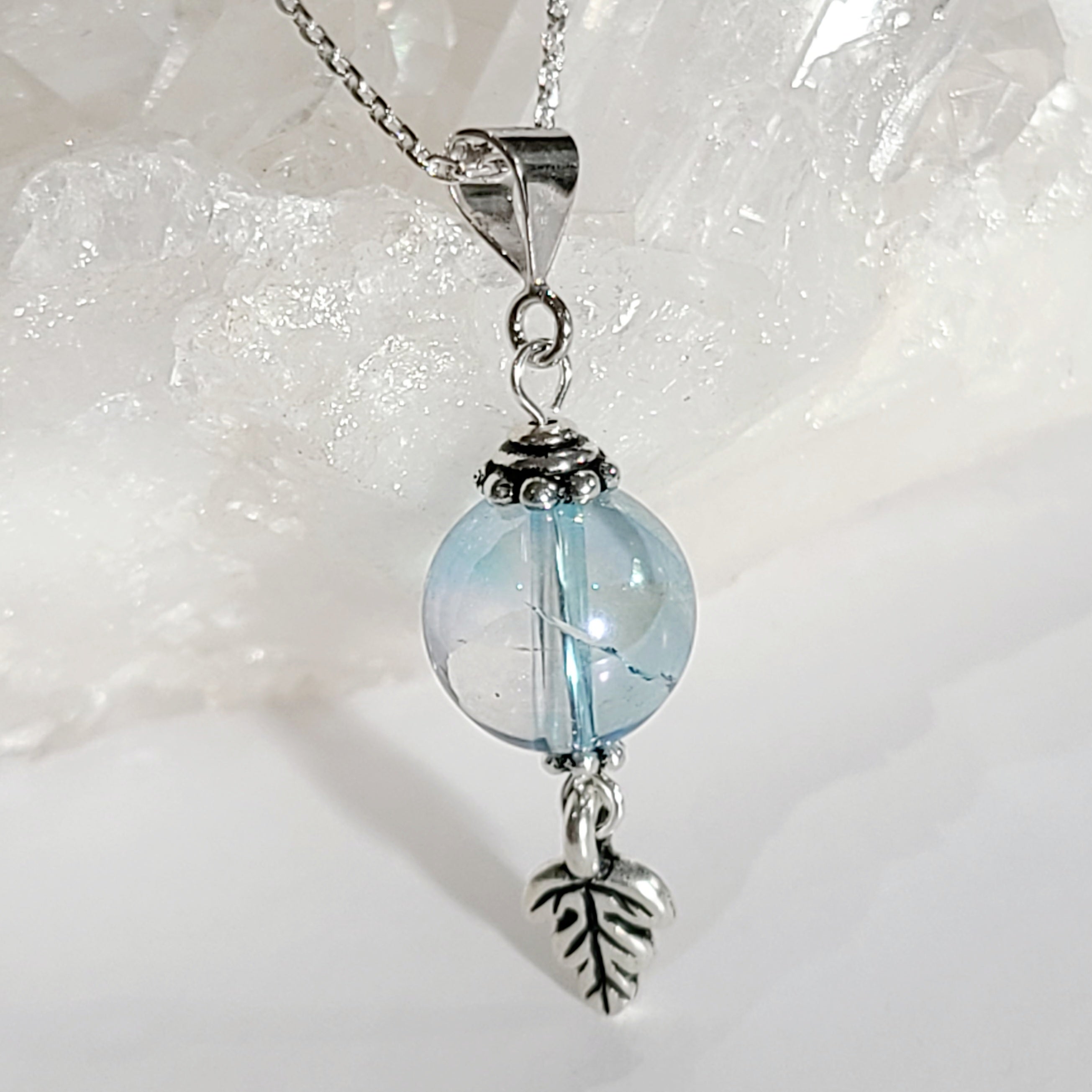 Aqua Aura Quartz Single Gem Necklace