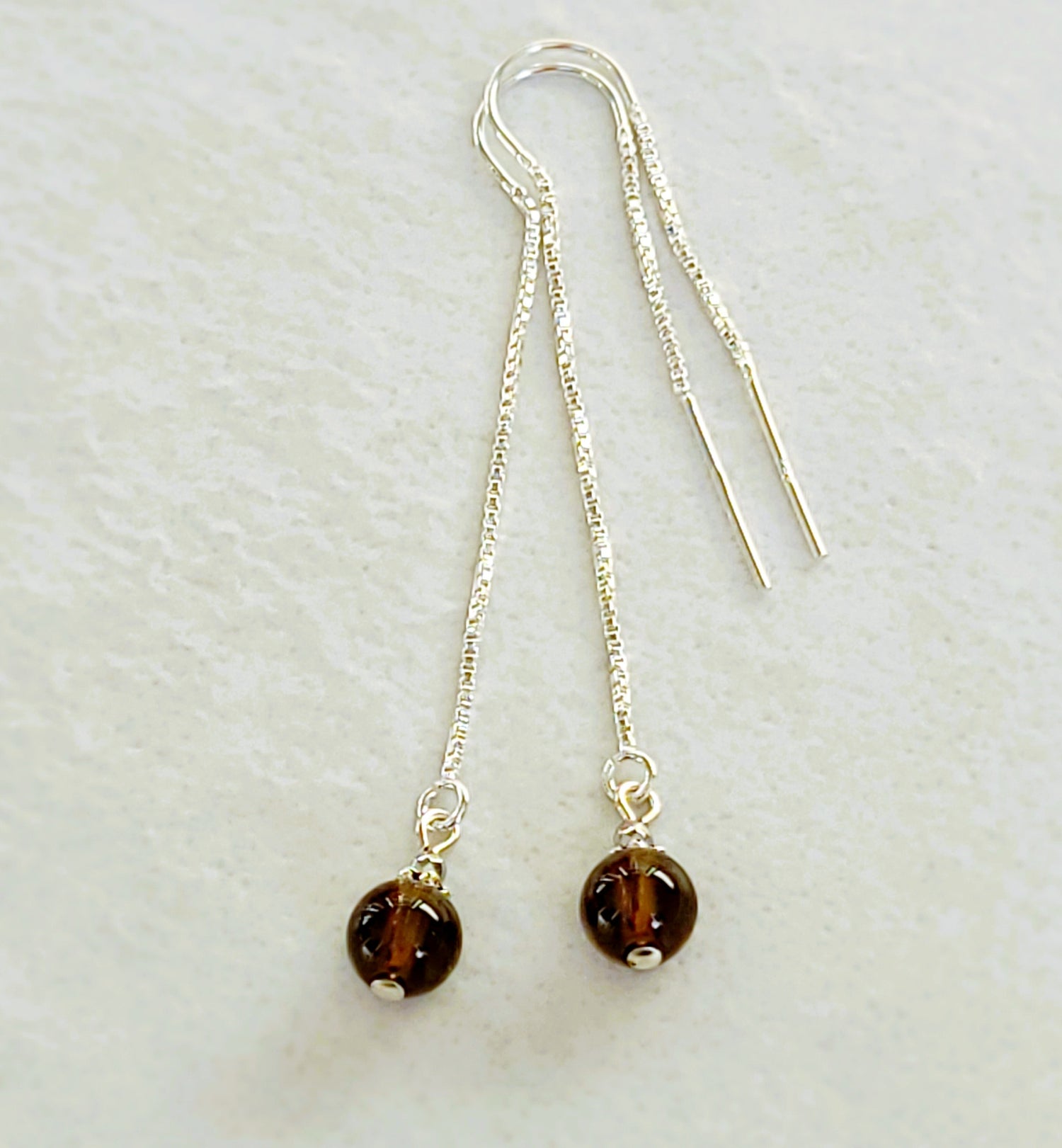 Smokey Quartz Chain Drop Earrings