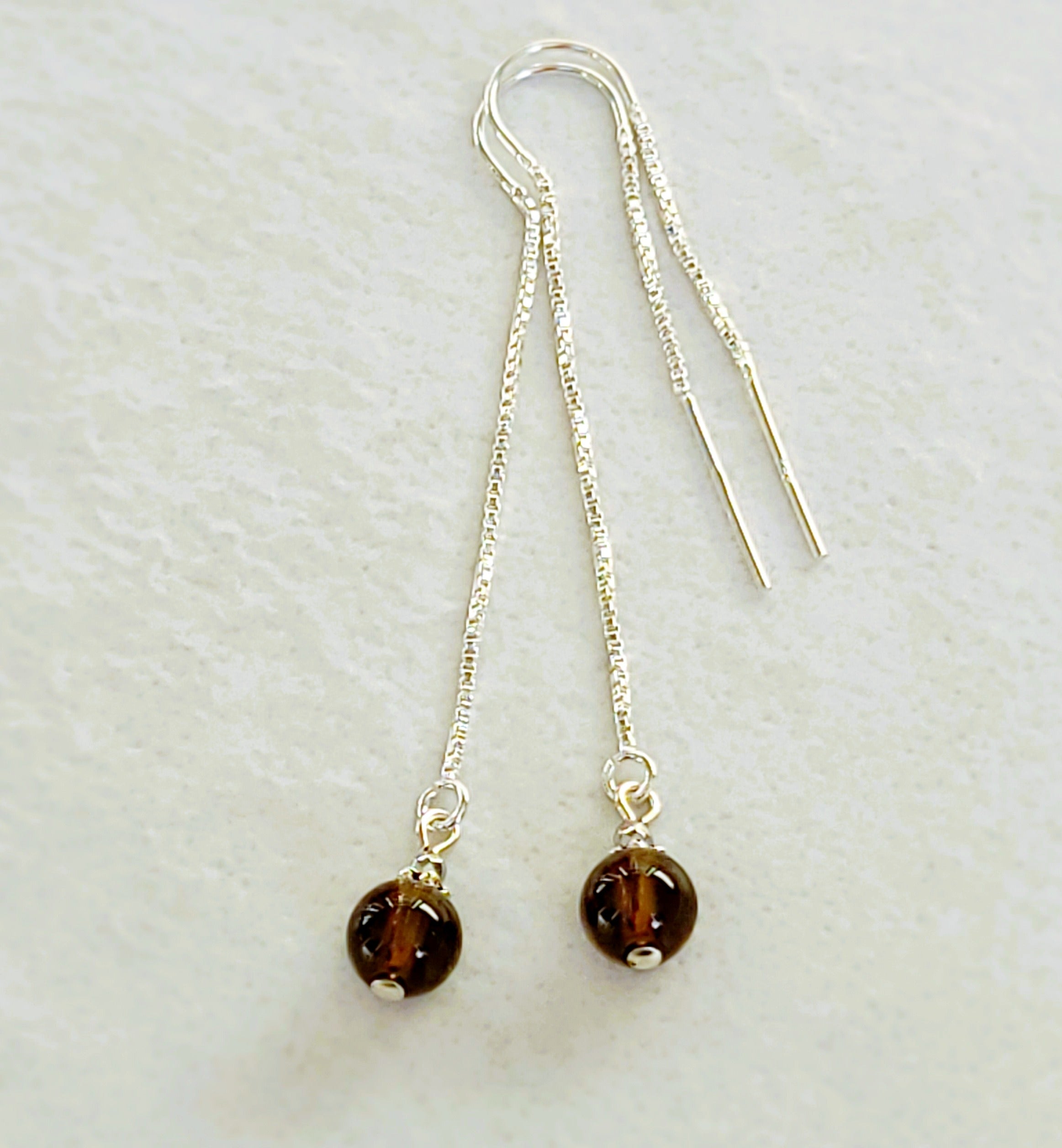 Smokey Quartz Chain Drop Earrings