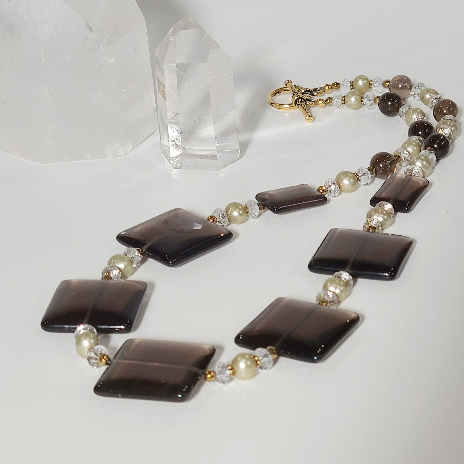Smokey Quartz and Freshwater Pearl Necklace