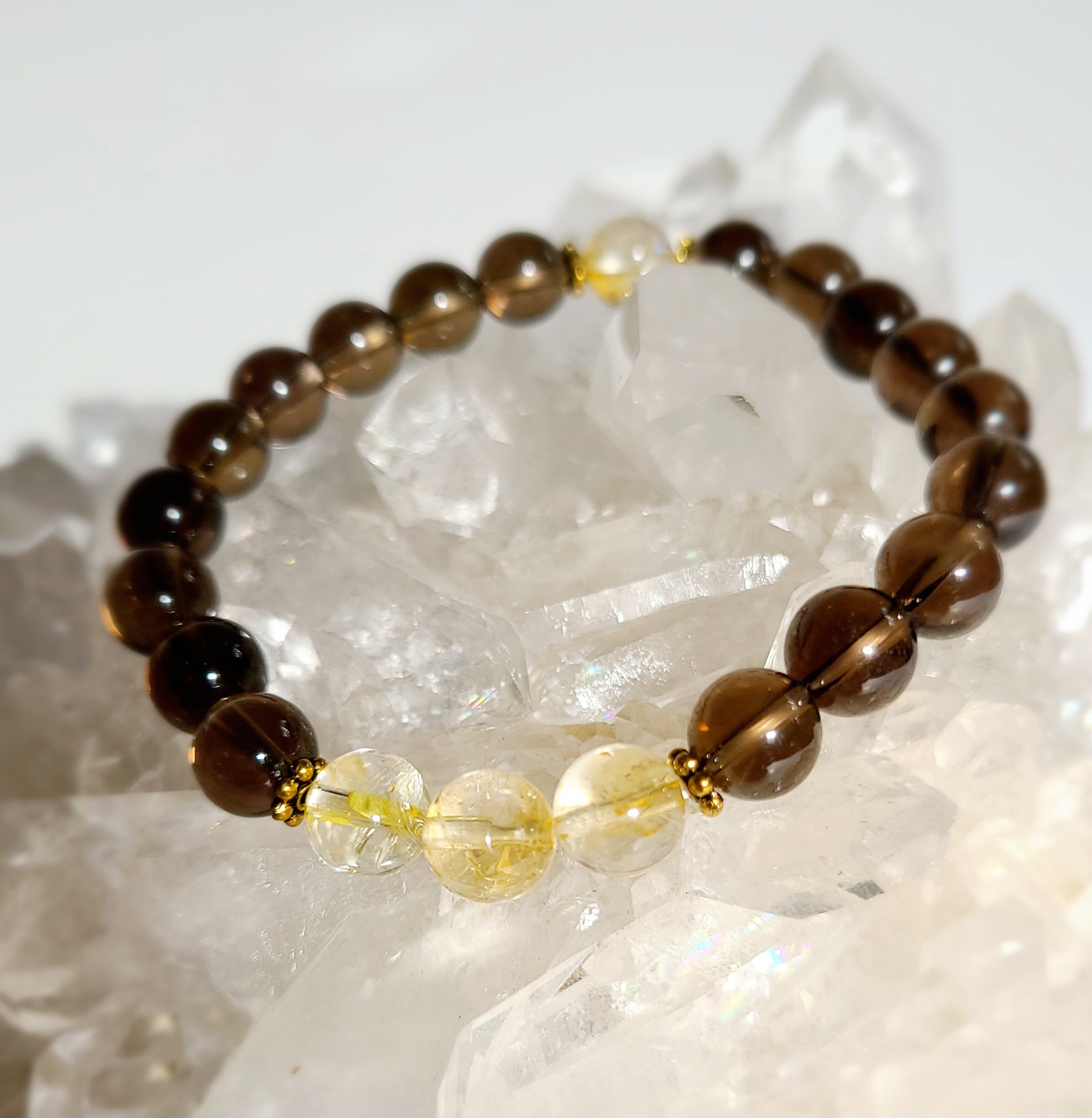 Smokey Quartz and Citrine Stretch Bracelet