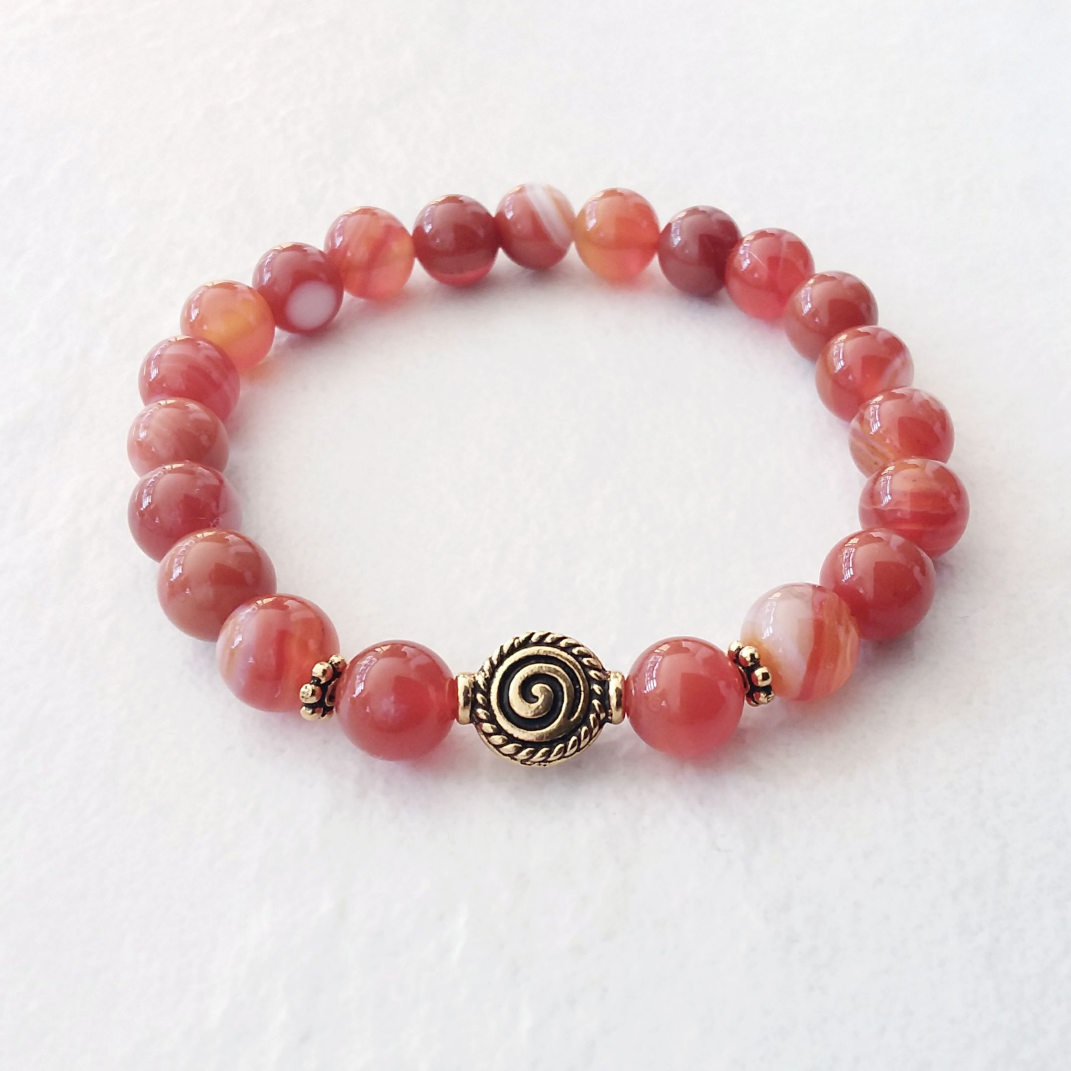 Carnelian Stretch Bracelet with Spiral Bead