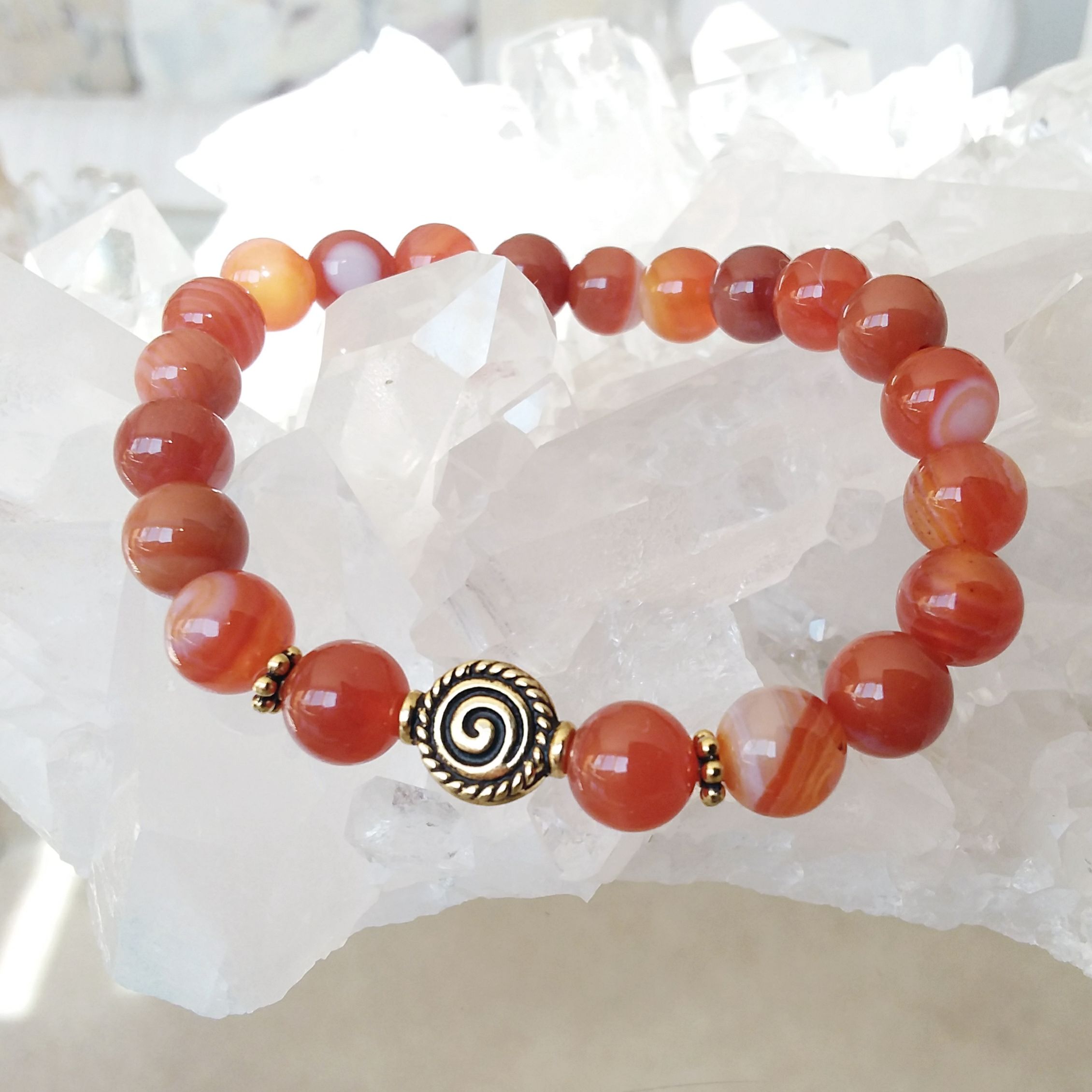 Carnelian Stretch Bracelet with Spiral Bead