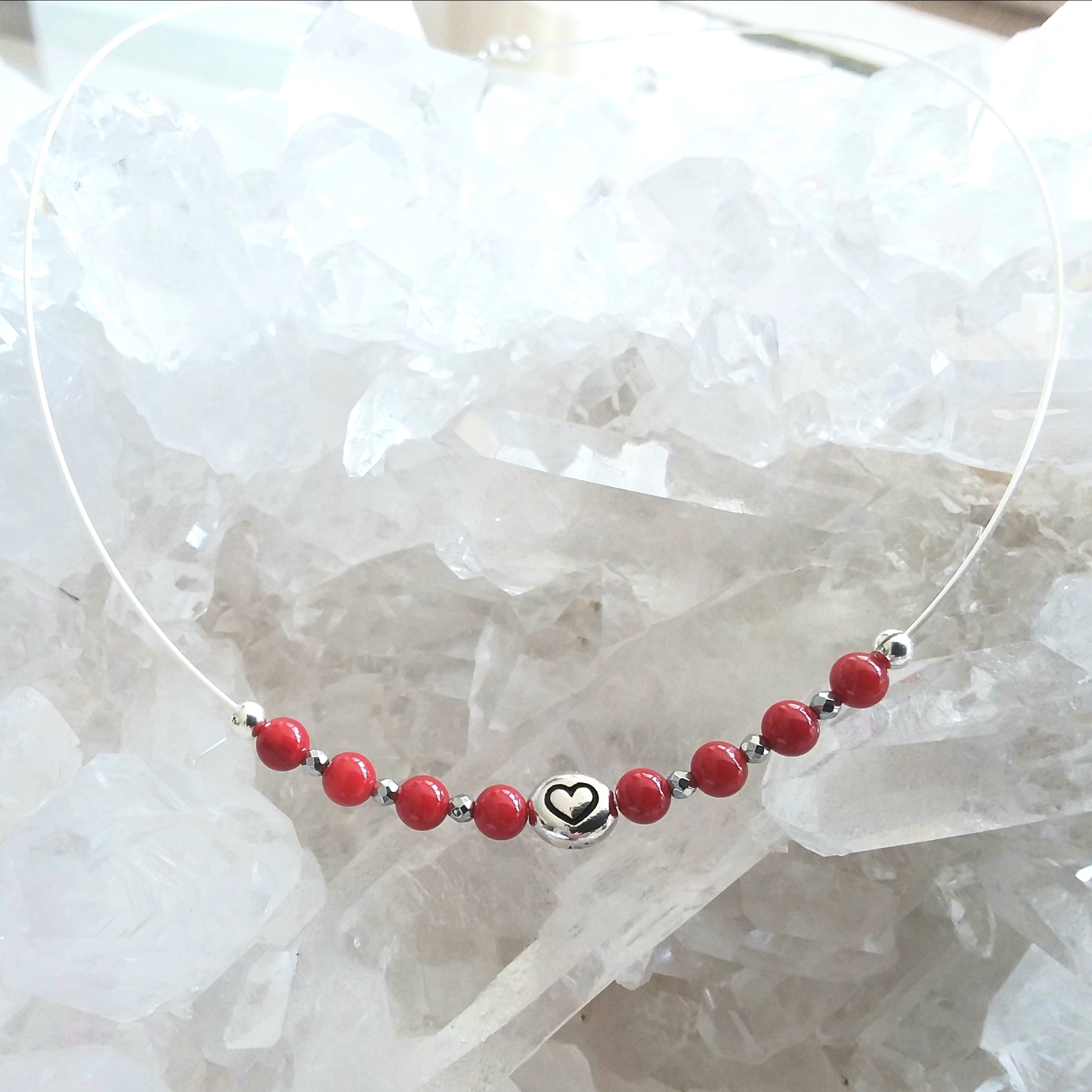 Red Sea Bamboo Necklace with Heart
