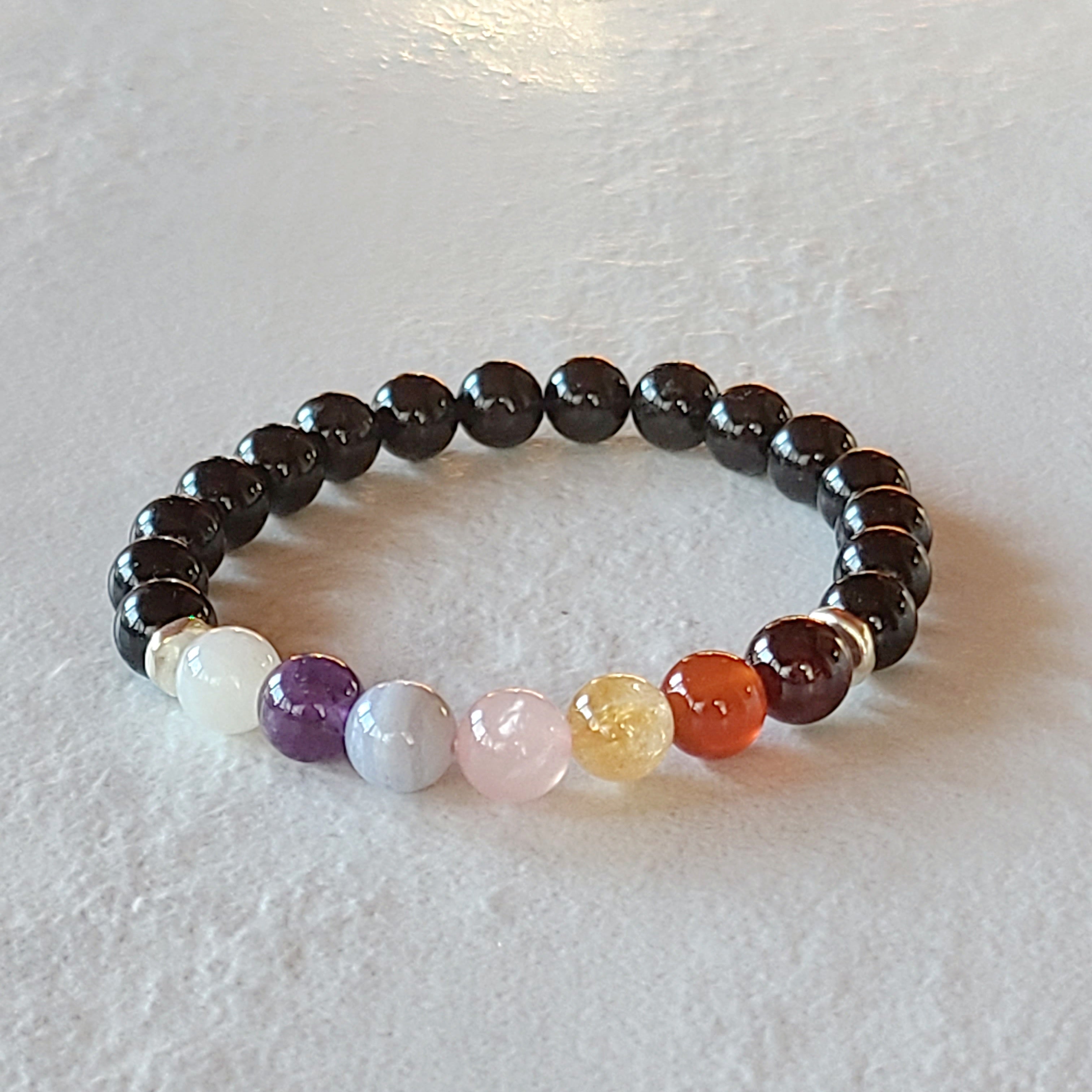 Chakra Stretch Bracelet ~ 8mm with Black Tourmaline