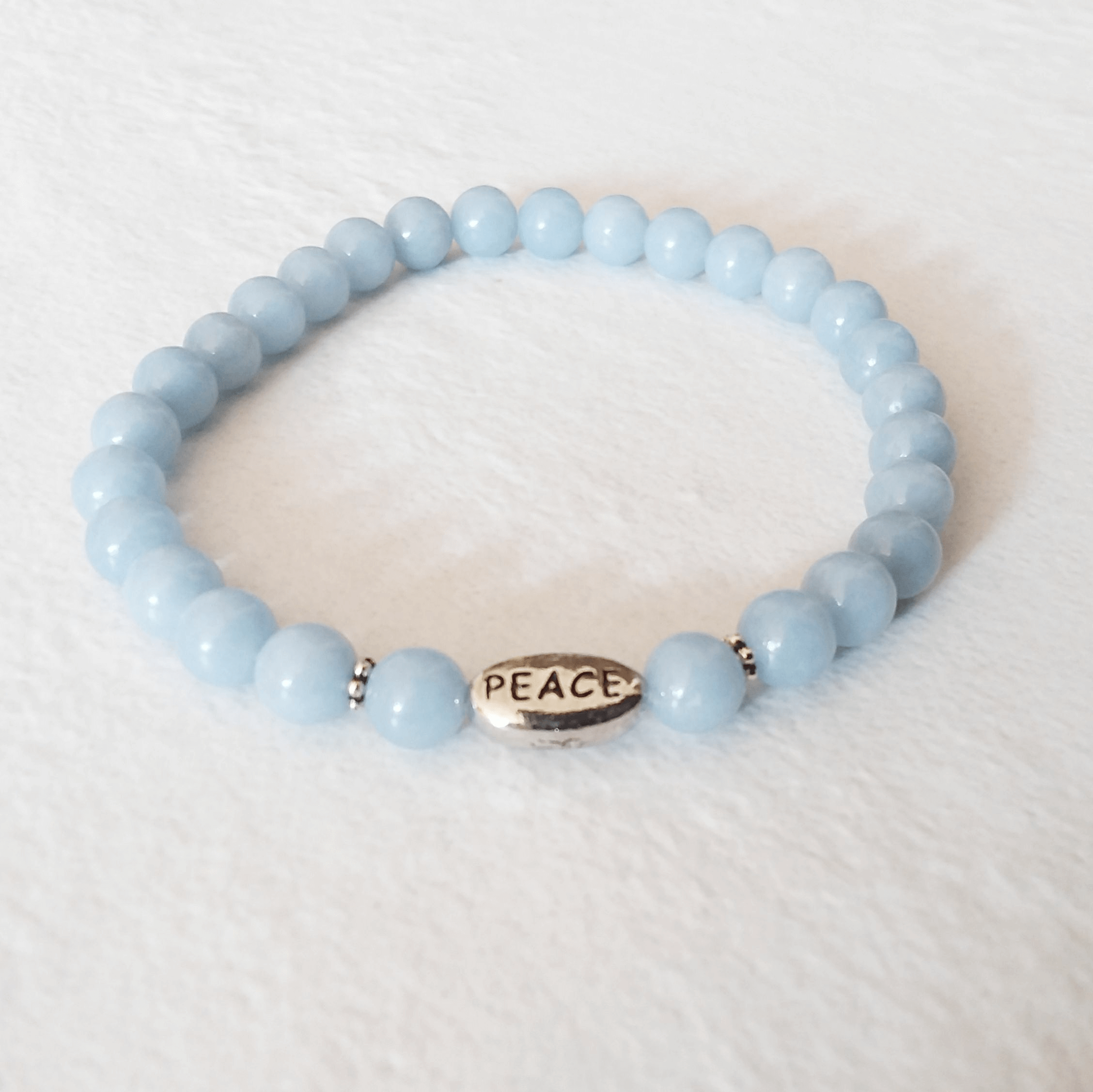 Angelite Stretch Bracelet with “Peace”