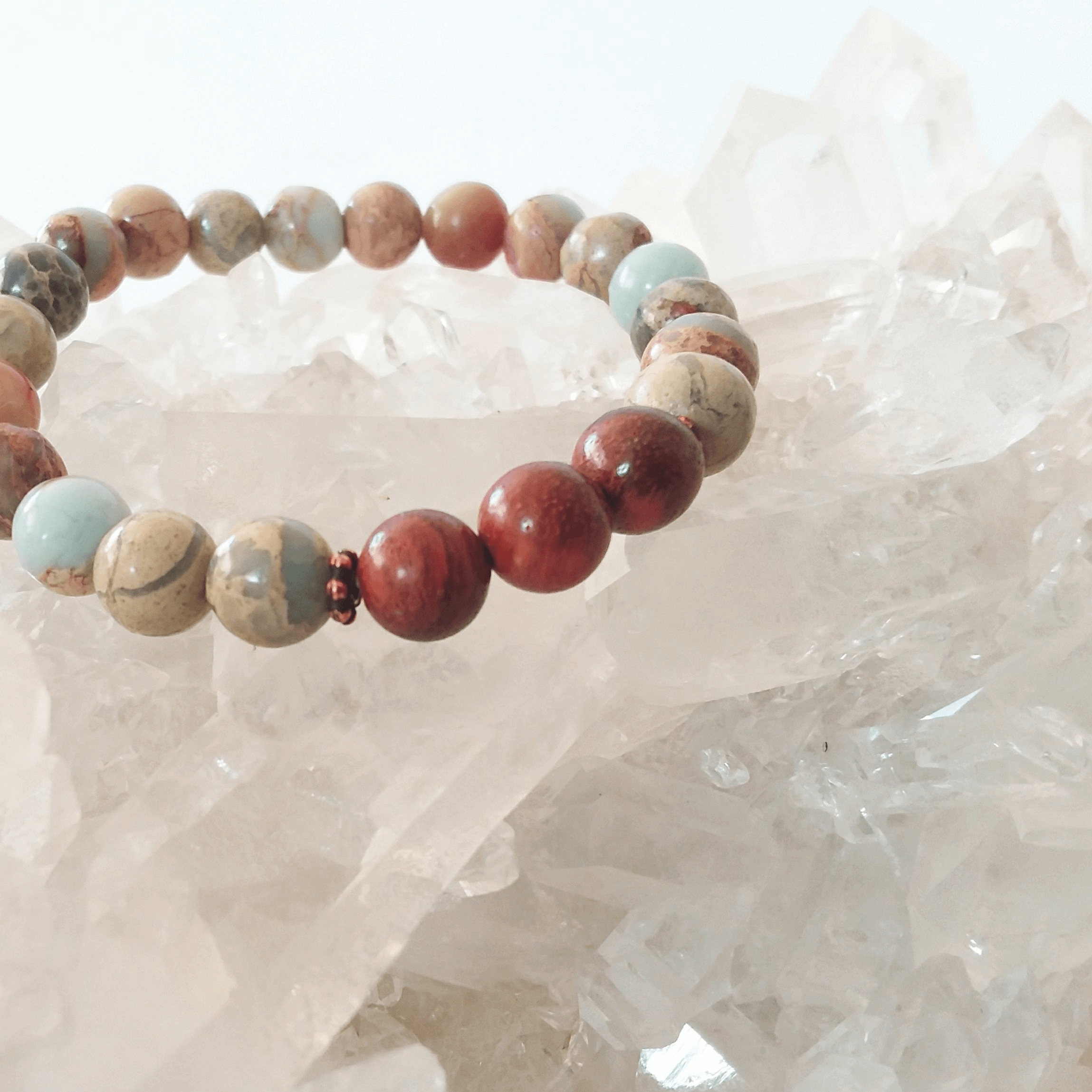 Aqua Terra Jasper Stretch Bracelet with Rosewood
