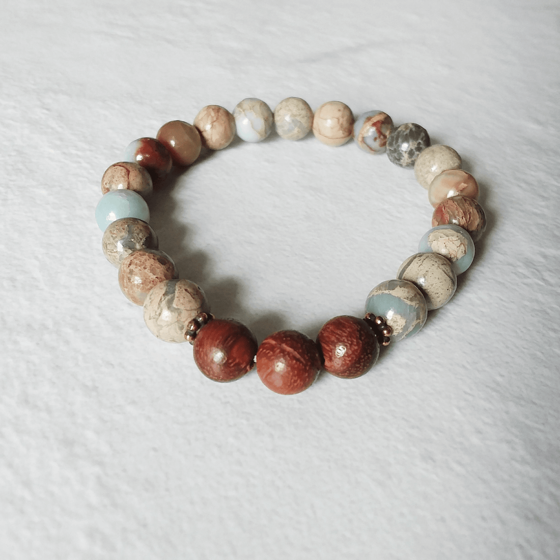 Aqua Terra Jasper Stretch Bracelet with Rosewood