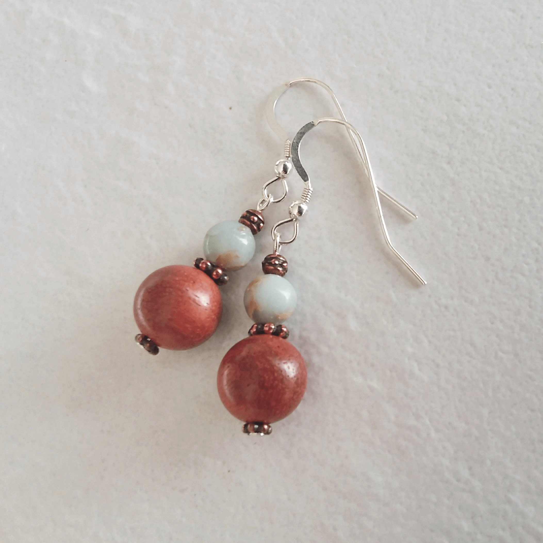 Rosewood and Aqua Terra Jasper Earrings