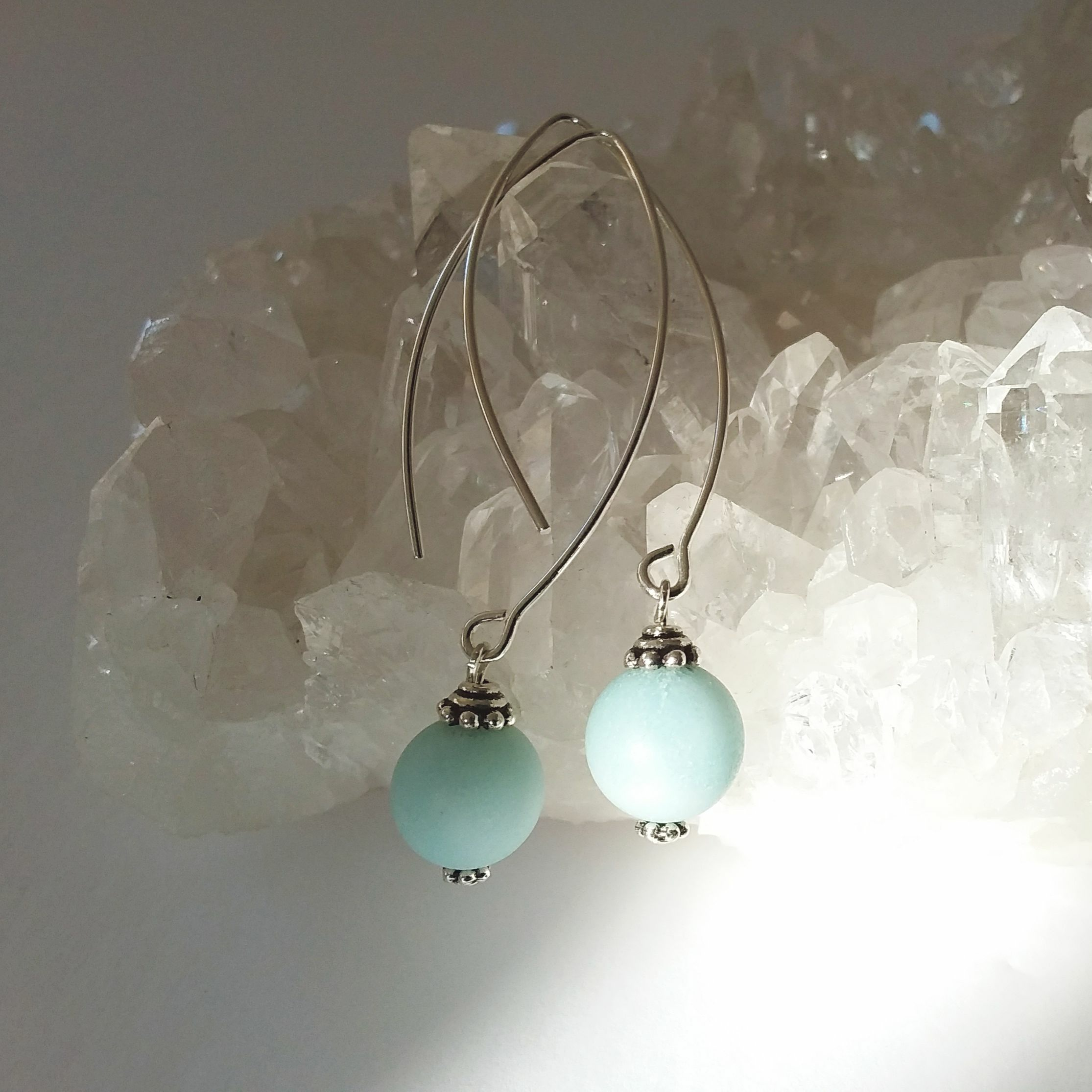 Amazonite Bow Dangle Earrings