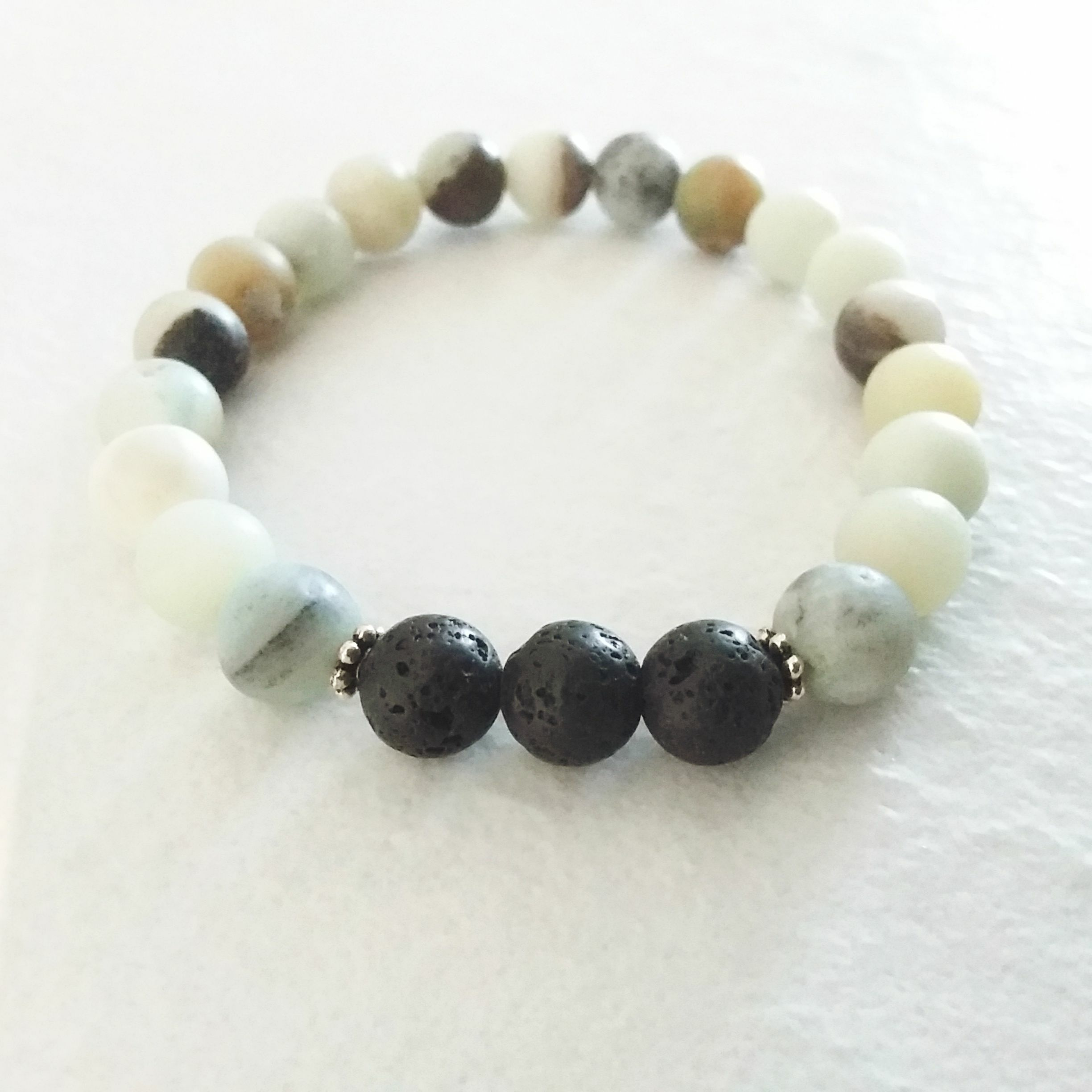 Amazonite Stretch Bracelet with Lava Rock