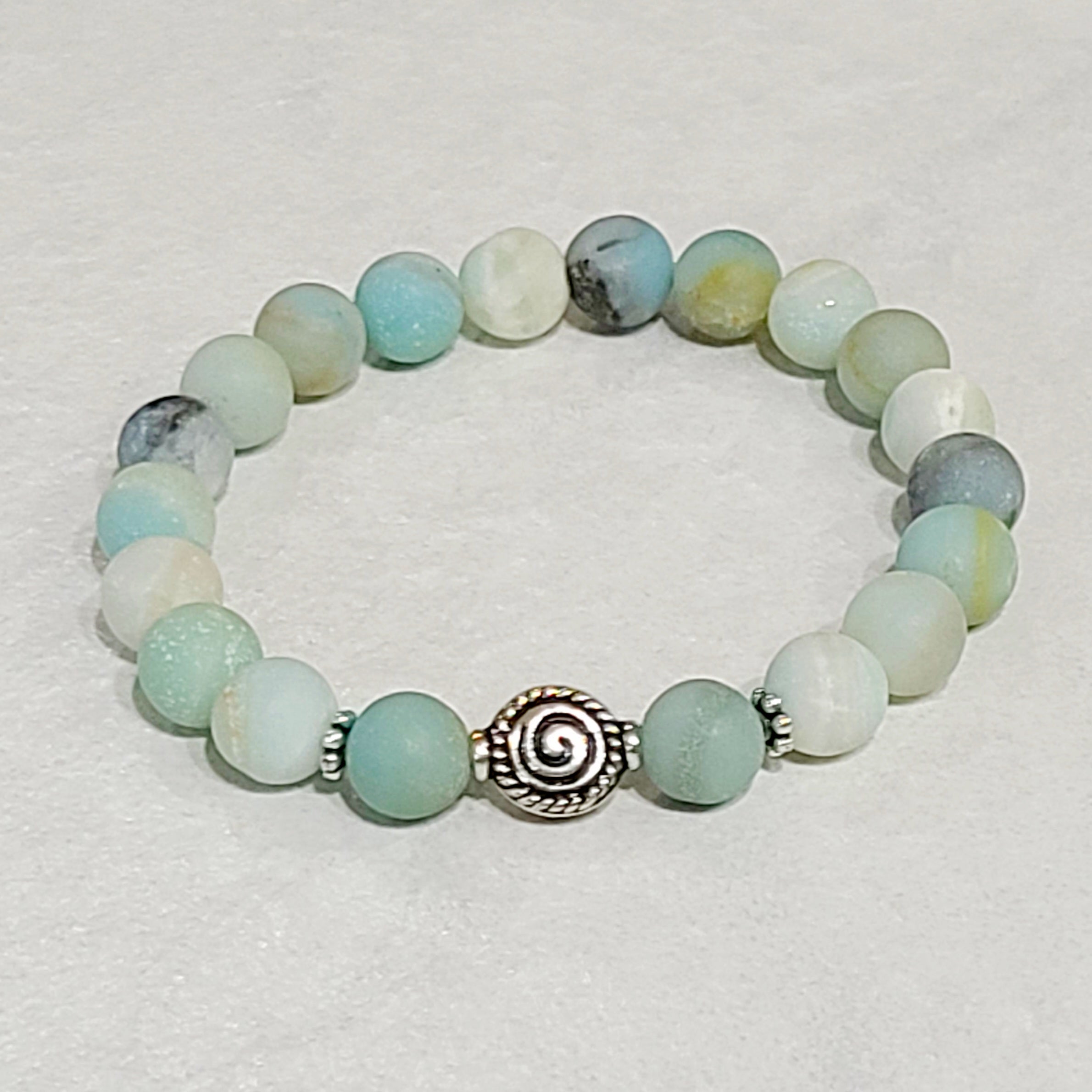 Amazonite Stretch Bracelet with Spiral Bead