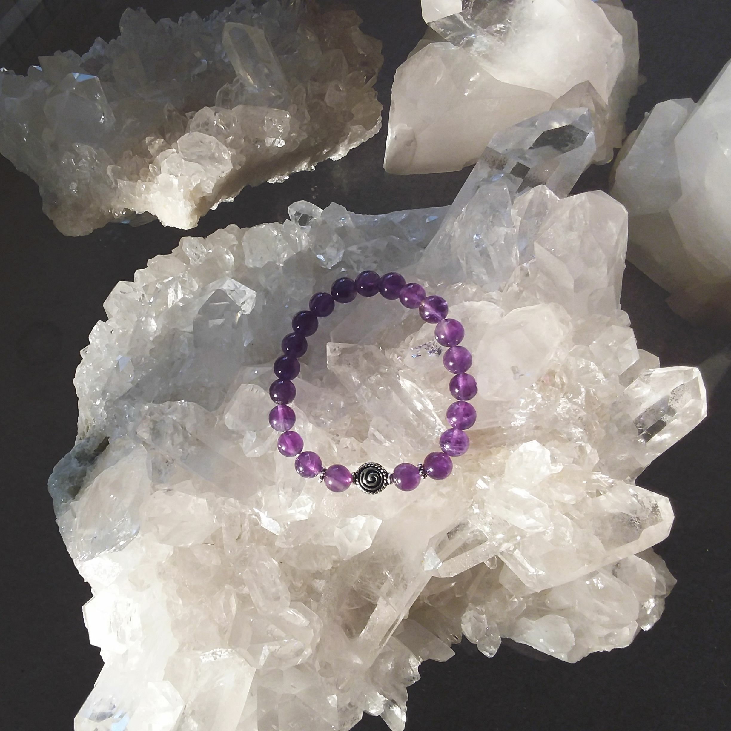 Amethyst Stretch Bracelet with Spiral Bead