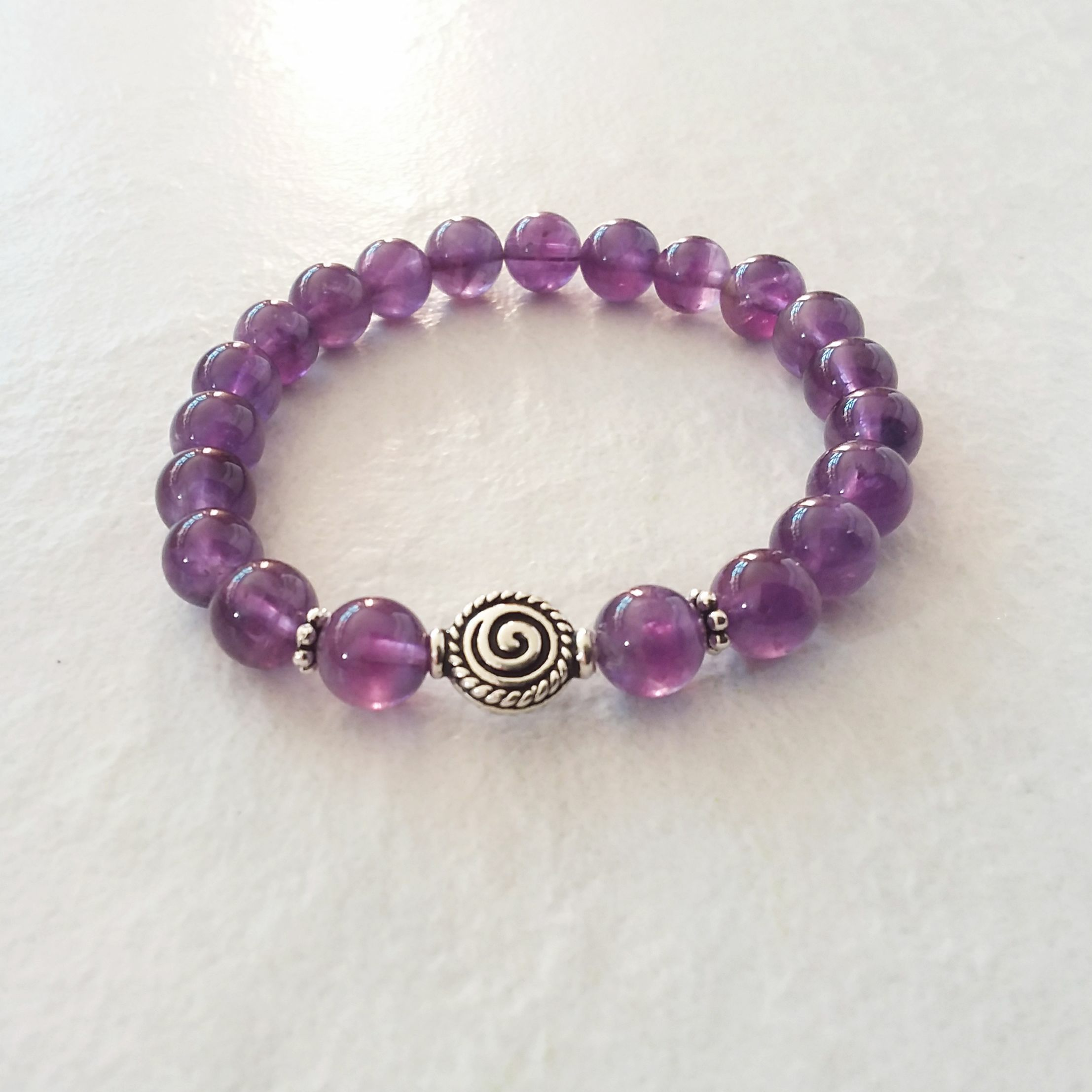 Amethyst Stretch Bracelet with Spiral Bead