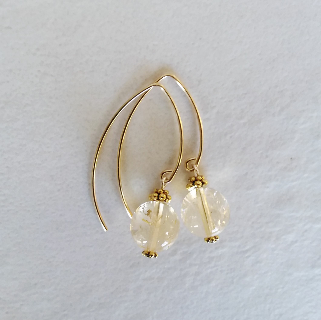 Citrine Gold Bow Dangle Earrings