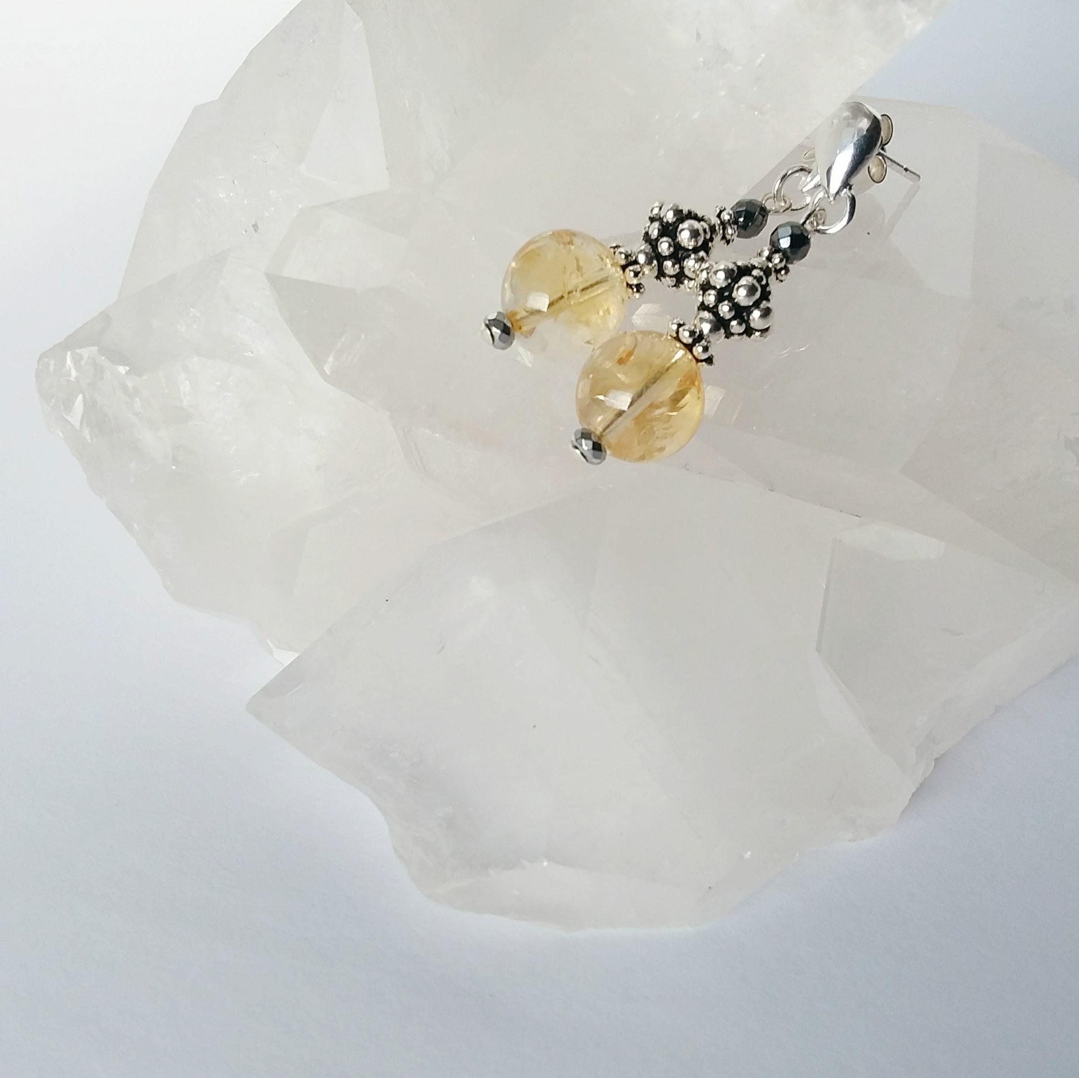 Citrine Teardrop Stud Earrings