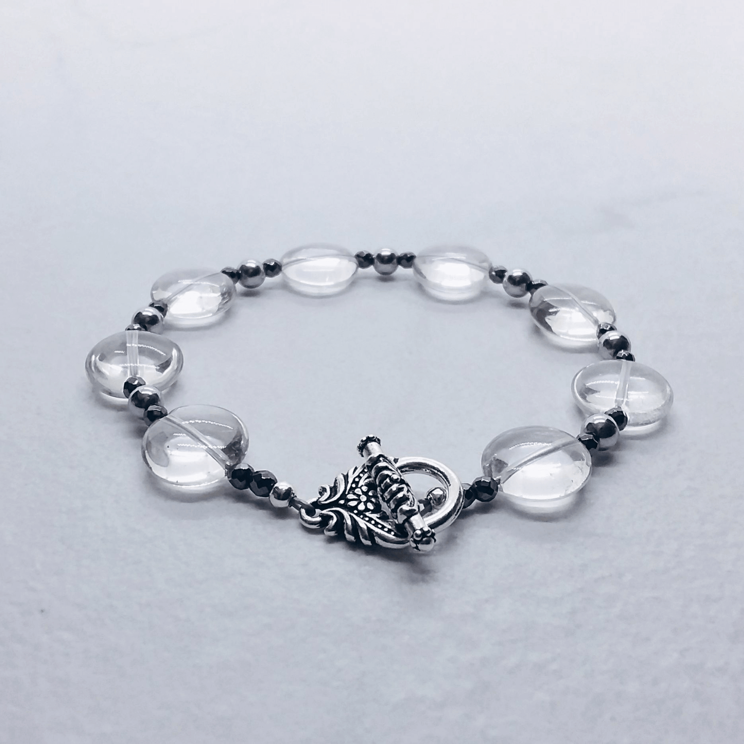 Crystal Quartz Toggle Coin Bracelet
