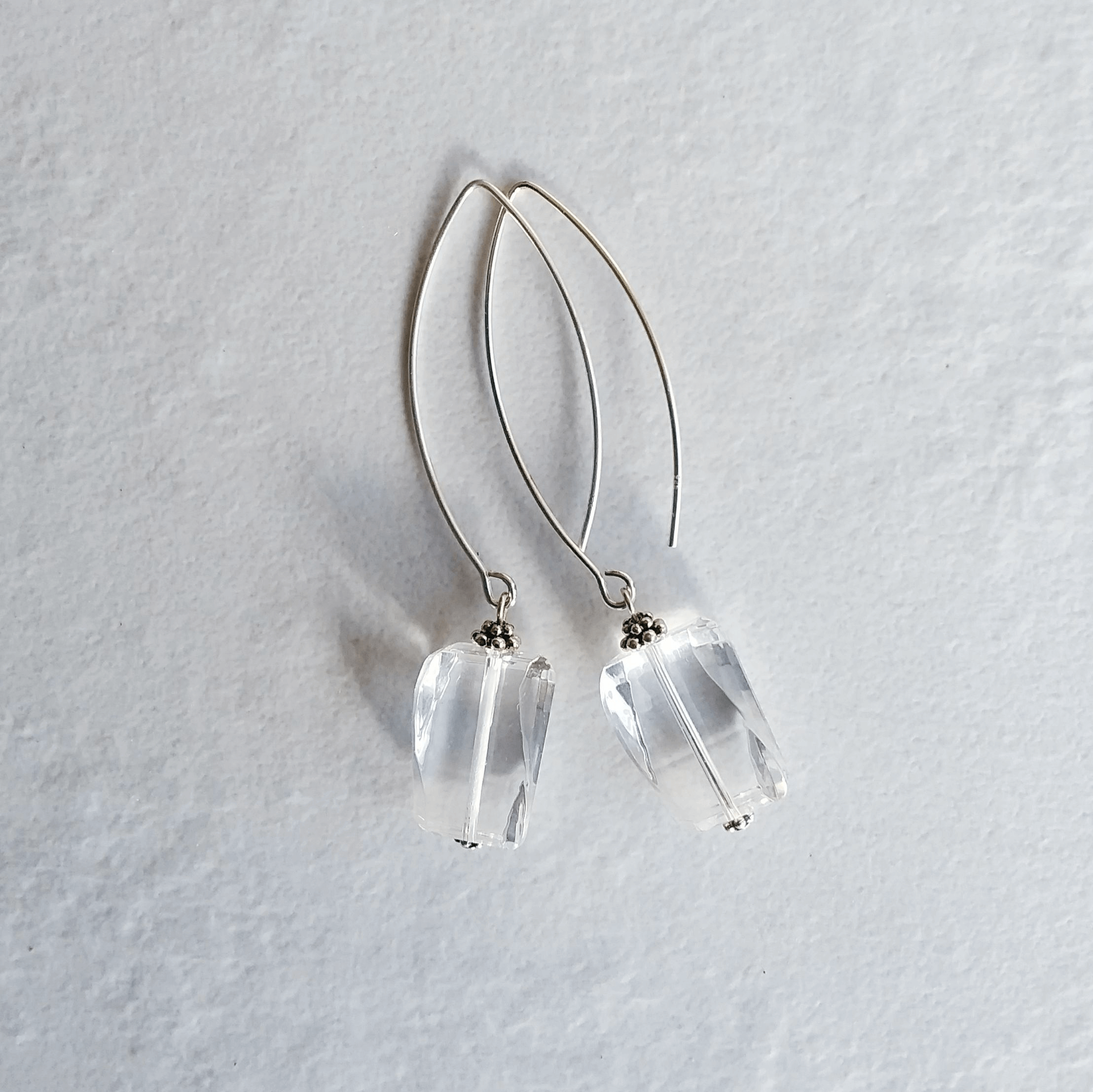 Crystal Quartz Faceted Bow Dangle Earrings