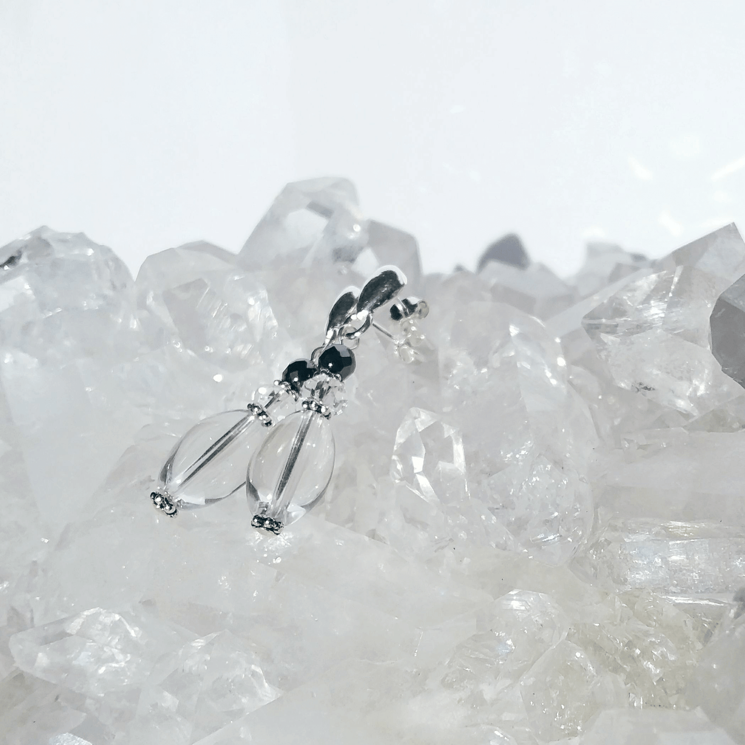 Crystal Quartz Teardrop Stud Earrings