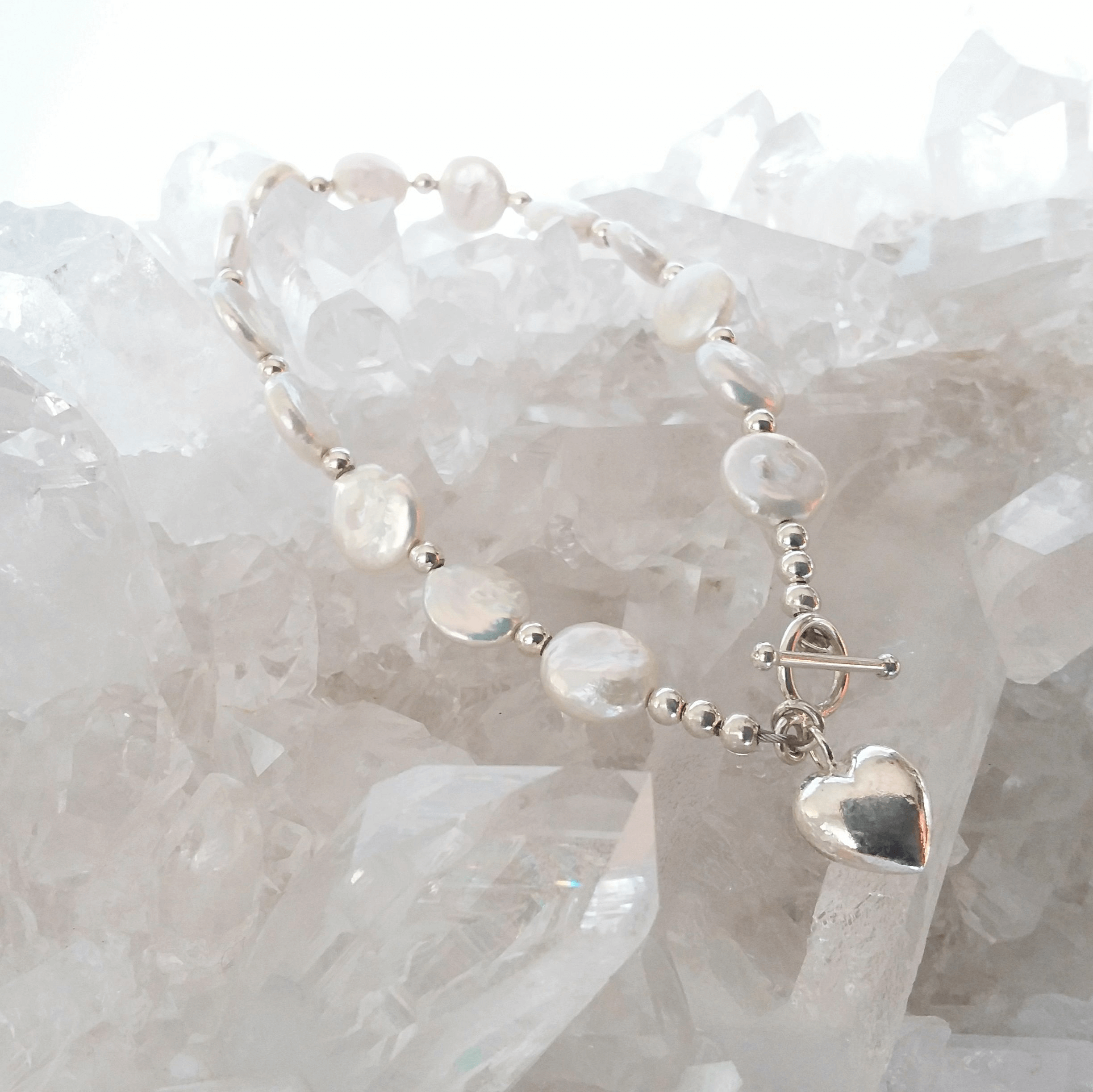 Freshwater Pearl Toggle Coin Bracelet