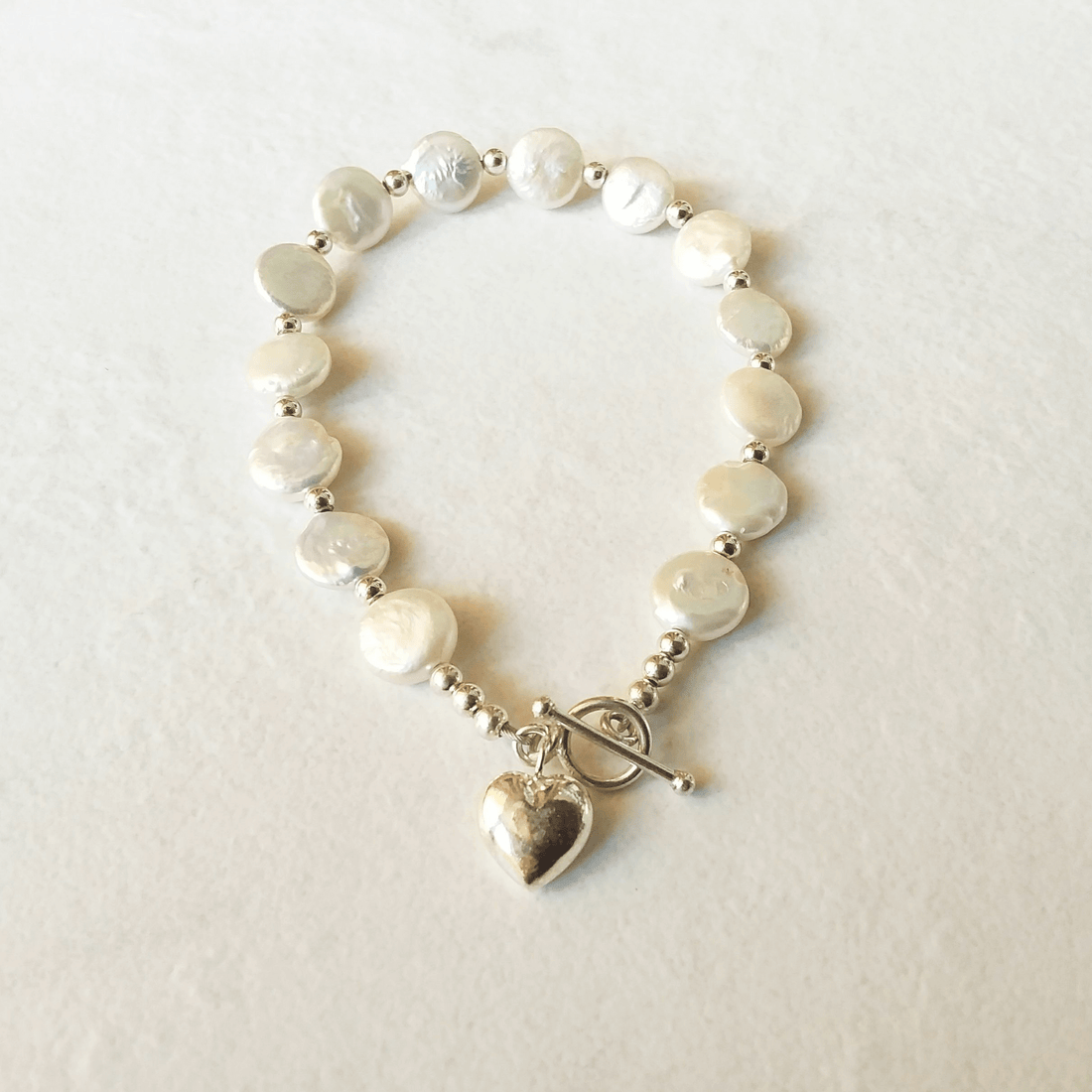 Freshwater Pearl Toggle Coin Bracelet