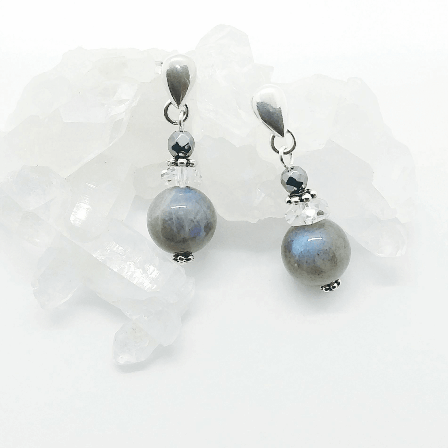 Labradorite Teardrop Stud Earrings