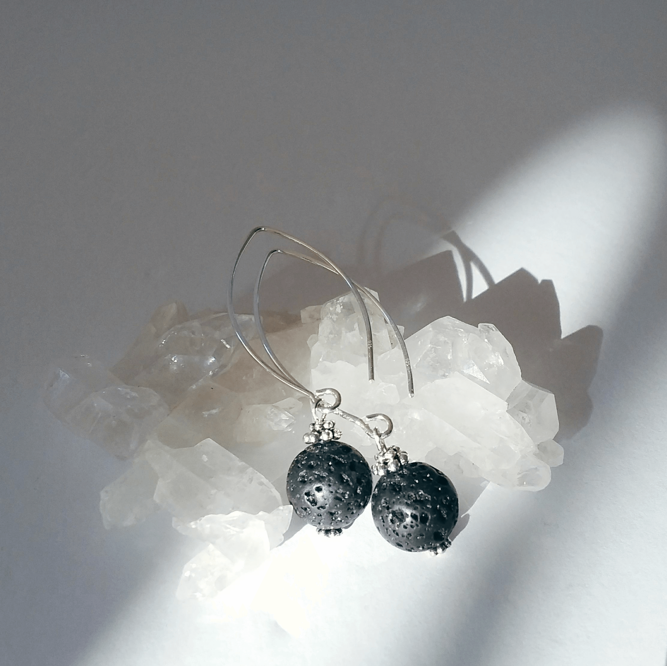 Lava Rock Bow Dangle Earrings