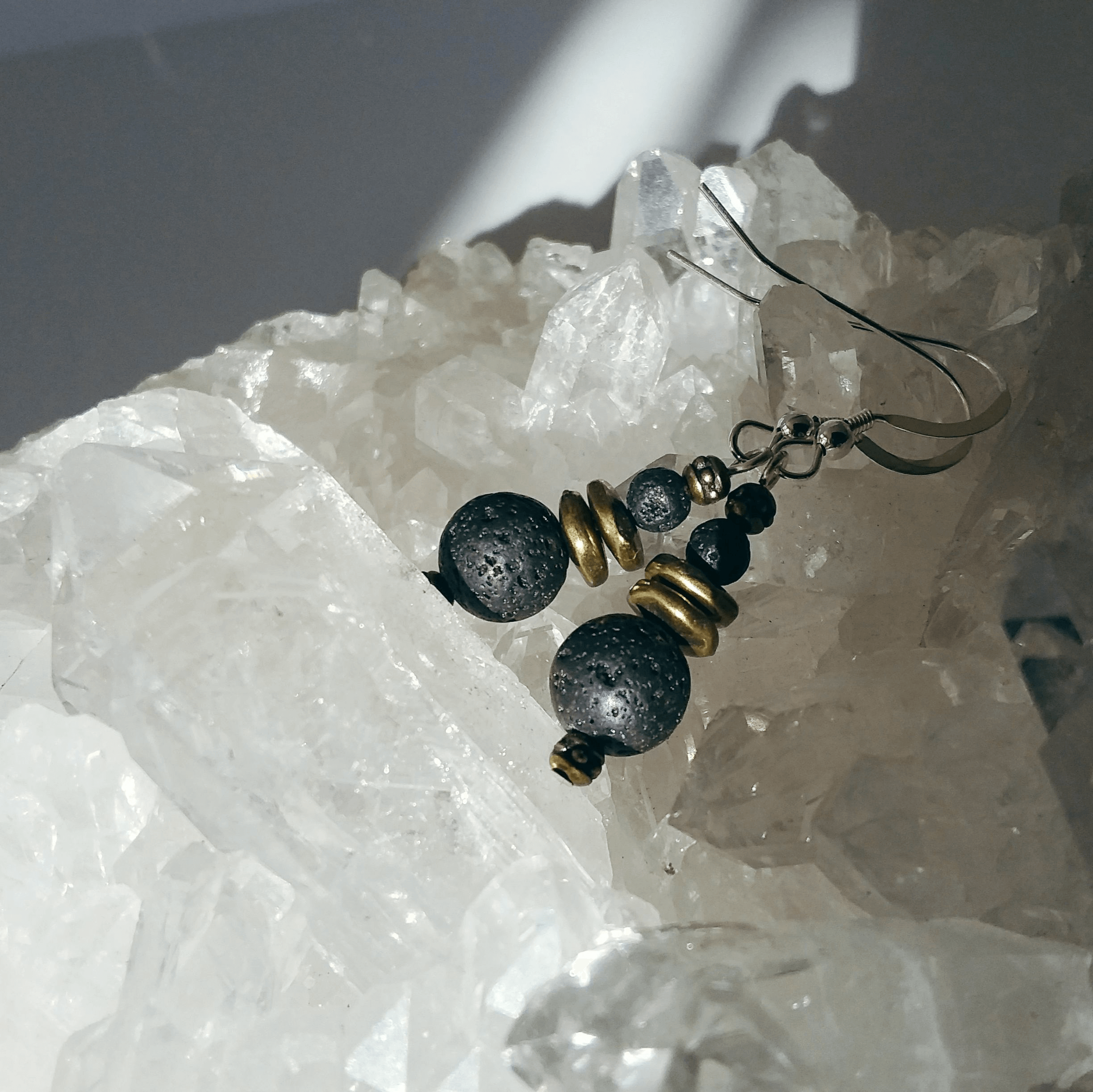 Lava Rock French Hook Earrings