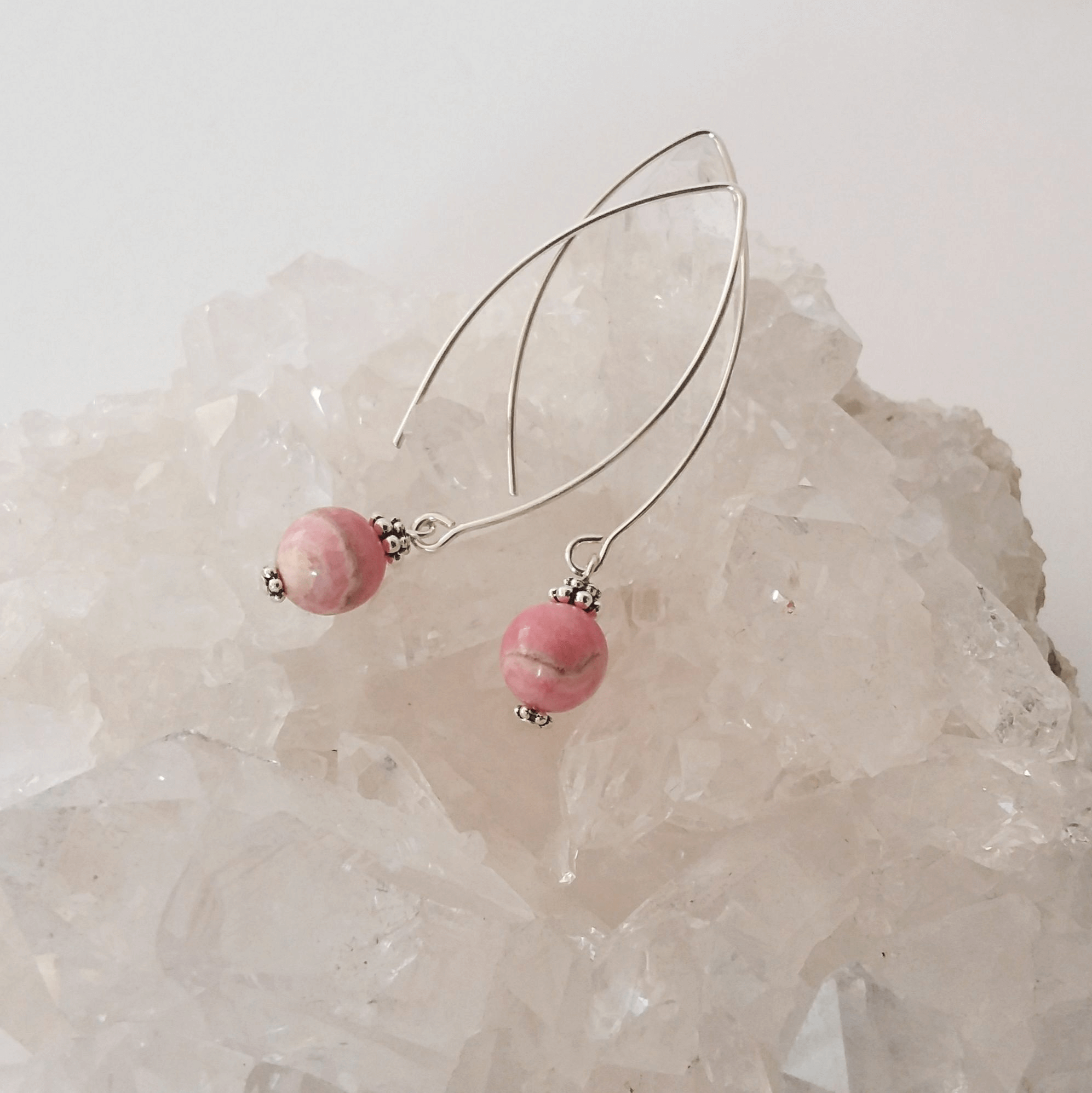 Rhodochrosite Bow Dangle Earrings