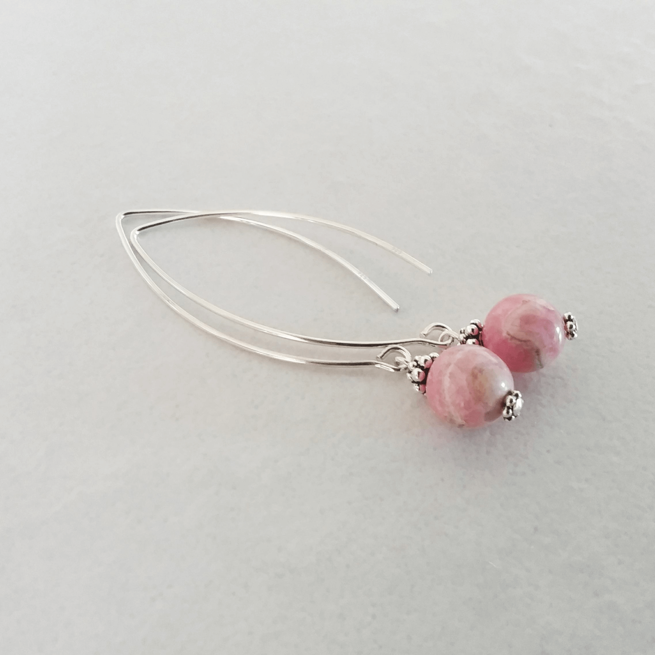 Rhodochrosite Bow Dangle Earrings