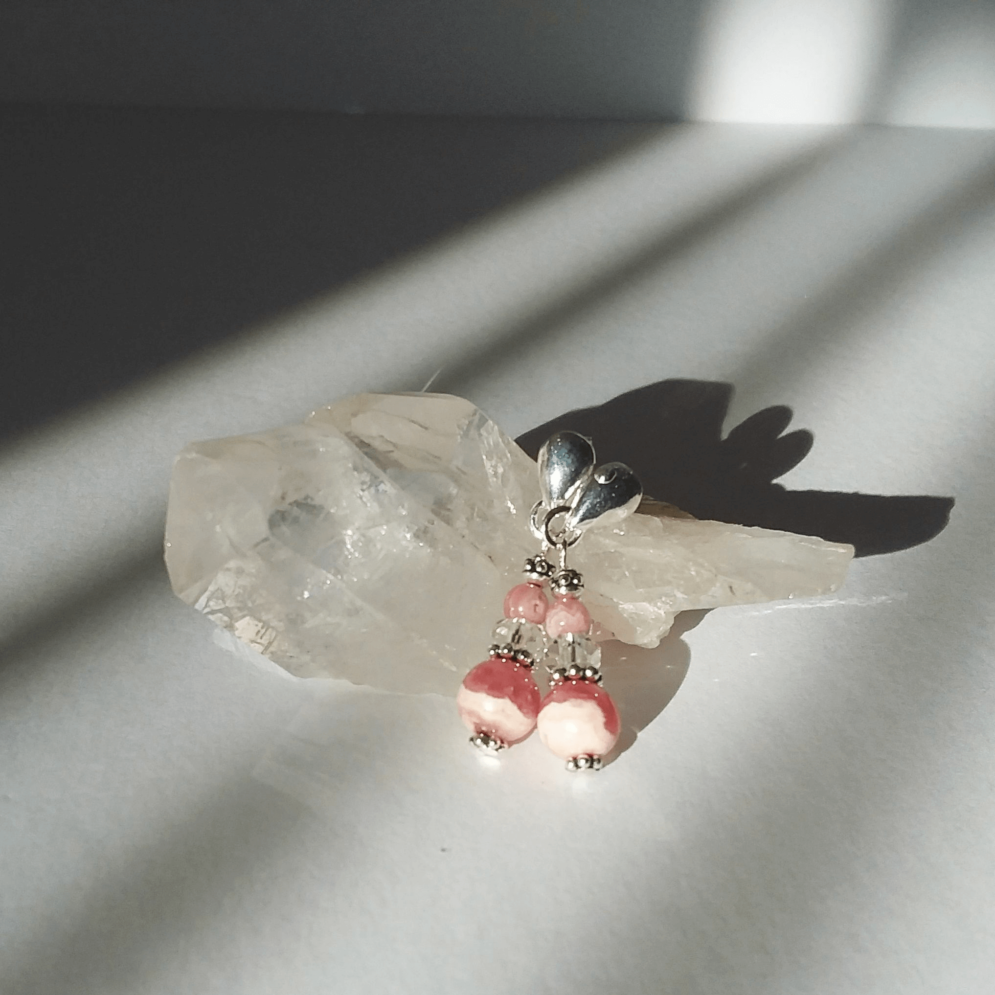 Rhodochrosite Teardrop Stud Earrings