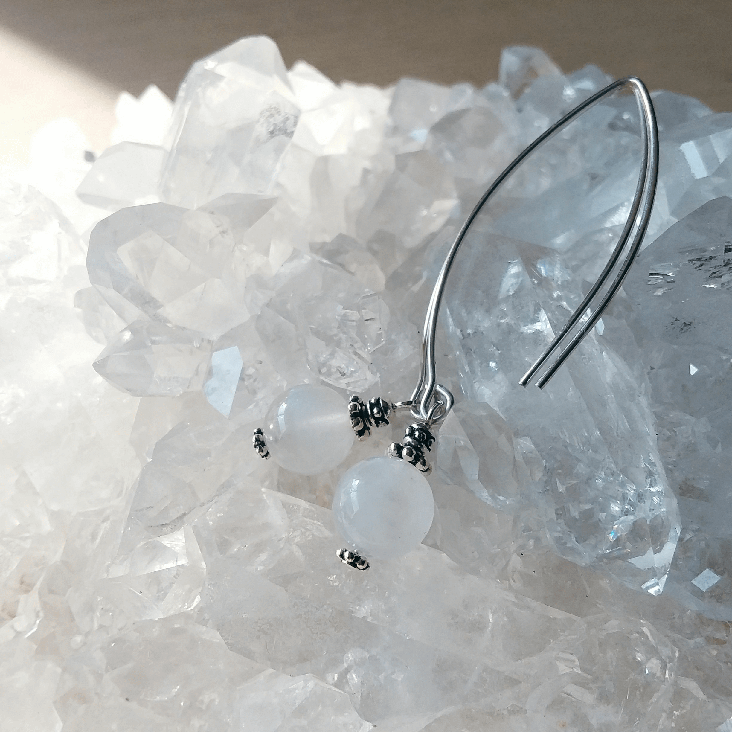 Rainbow Moonstone Bow Dangle Earrings