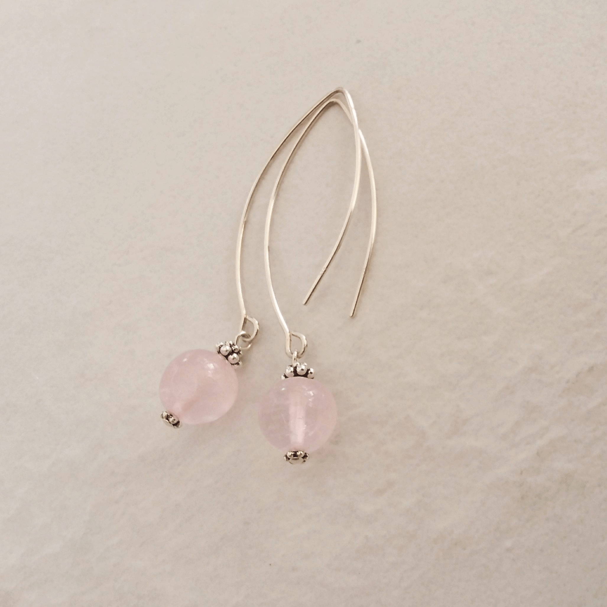 Rose Quartz Bow Dangle Earrings
