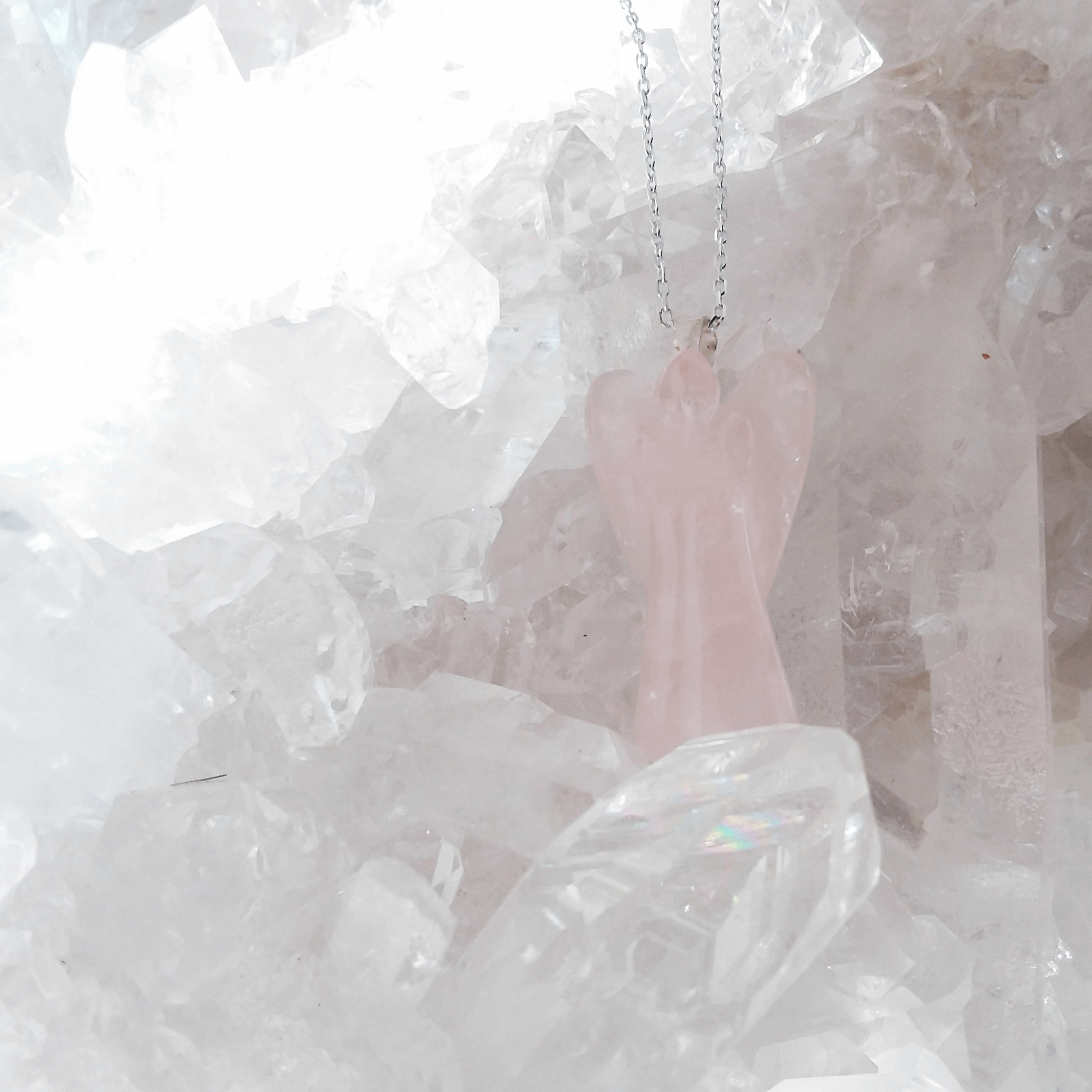 Rose Quartz Angel Necklace