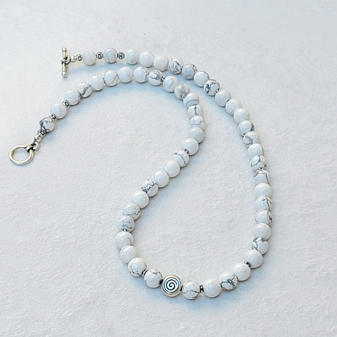 Howlite Beaded Spiral Necklace