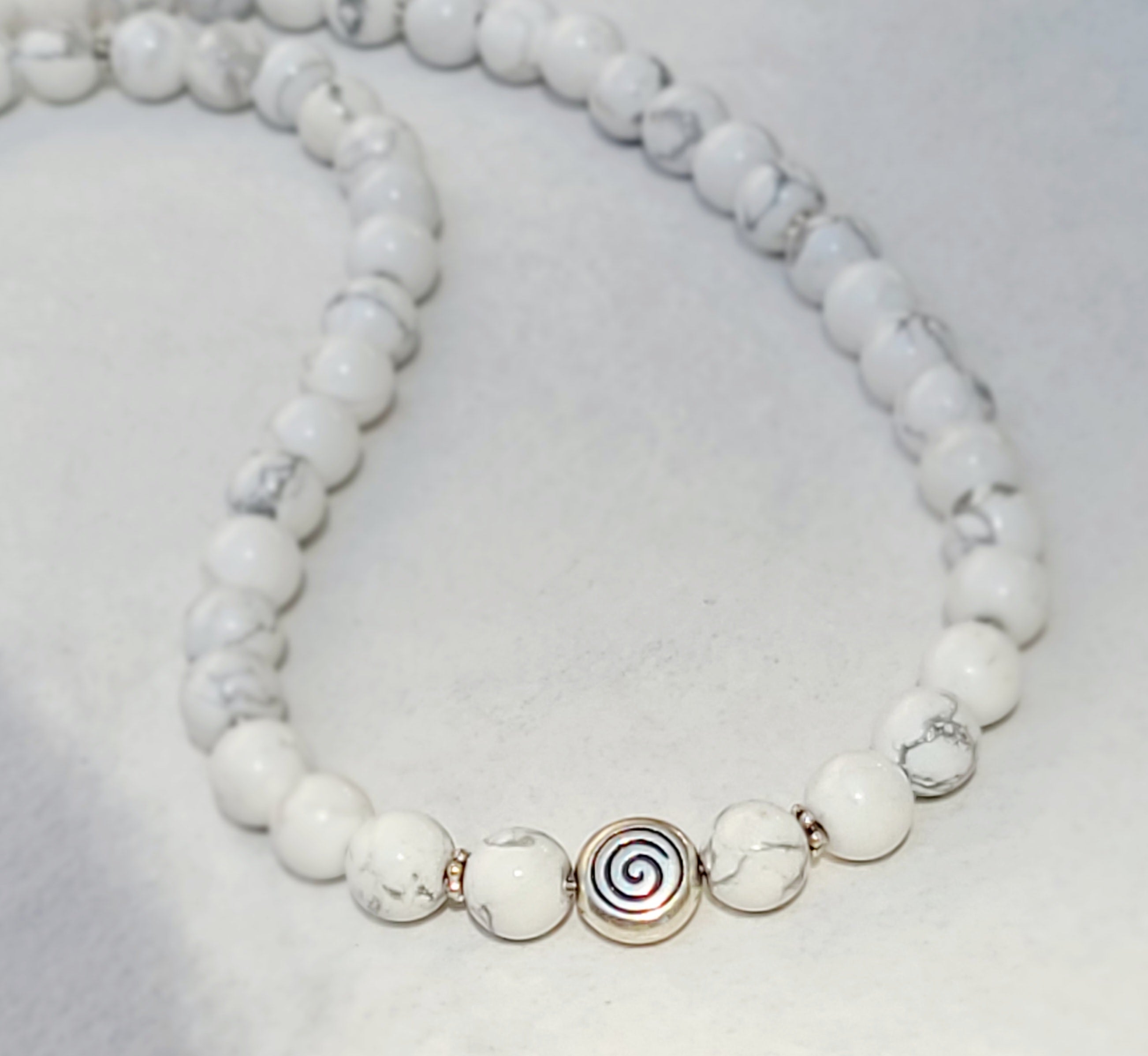 Howlite Beaded Spiral Necklace