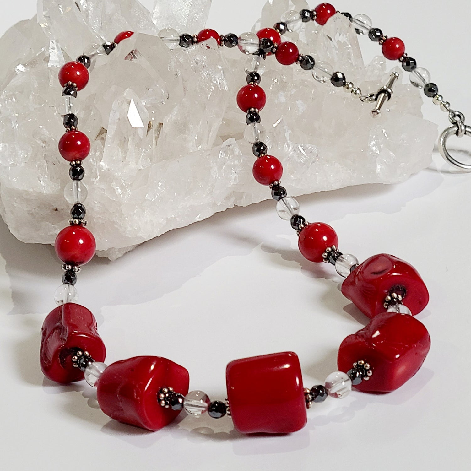 Red Sea Bamboo and Crystal Quartz Necklace
