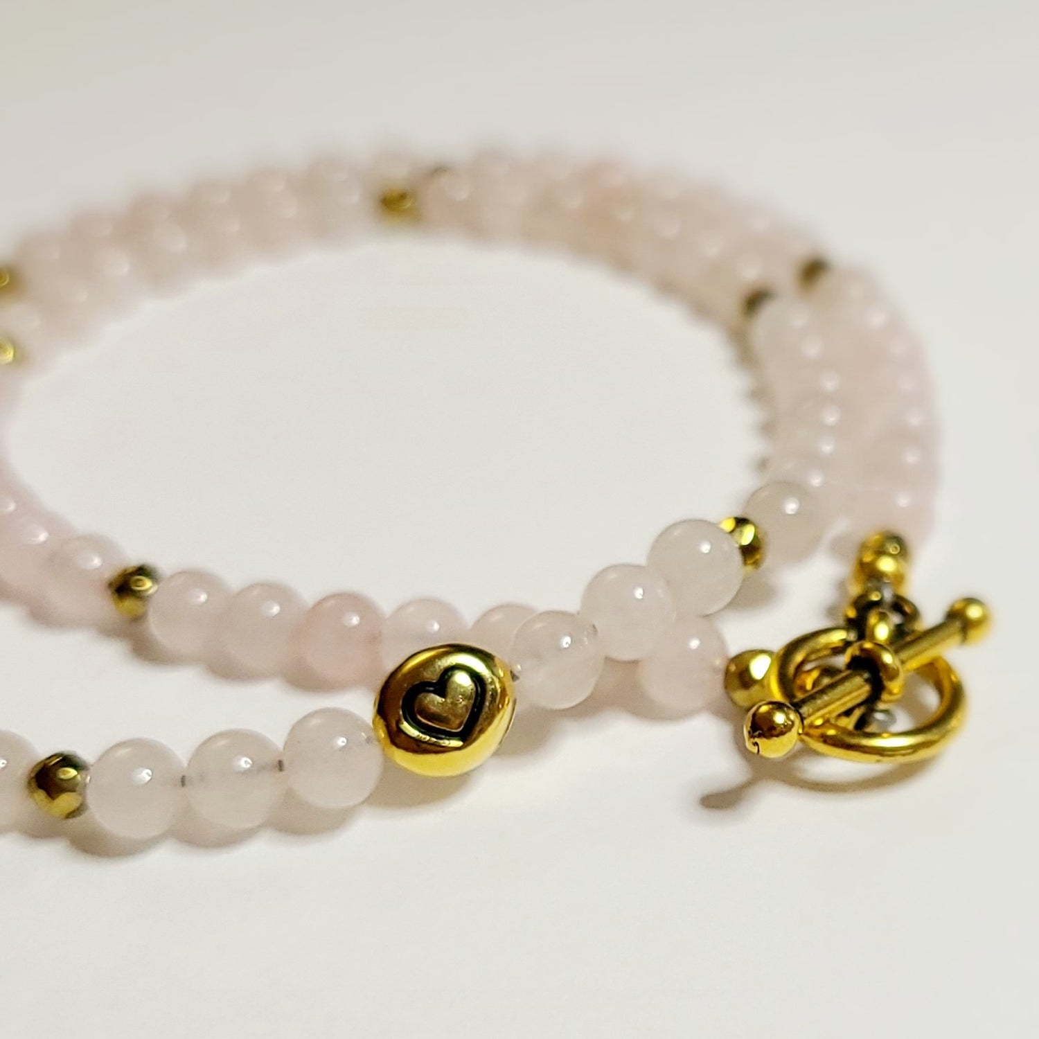 Rose Quartz Necklace OR Bracelet with Tiny Heart