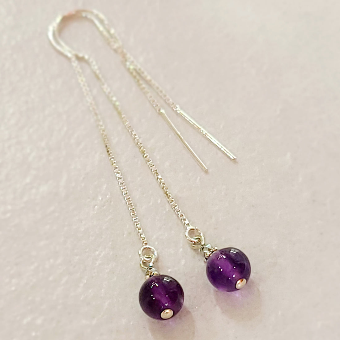 Amethyst Chain Drop Earrings