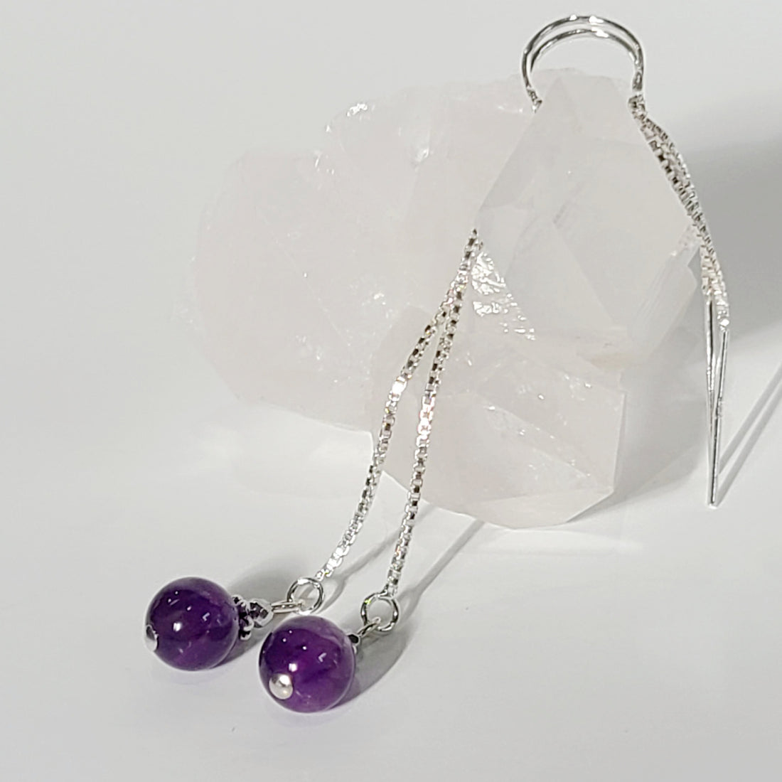 Amethyst Chain Drop Earrings